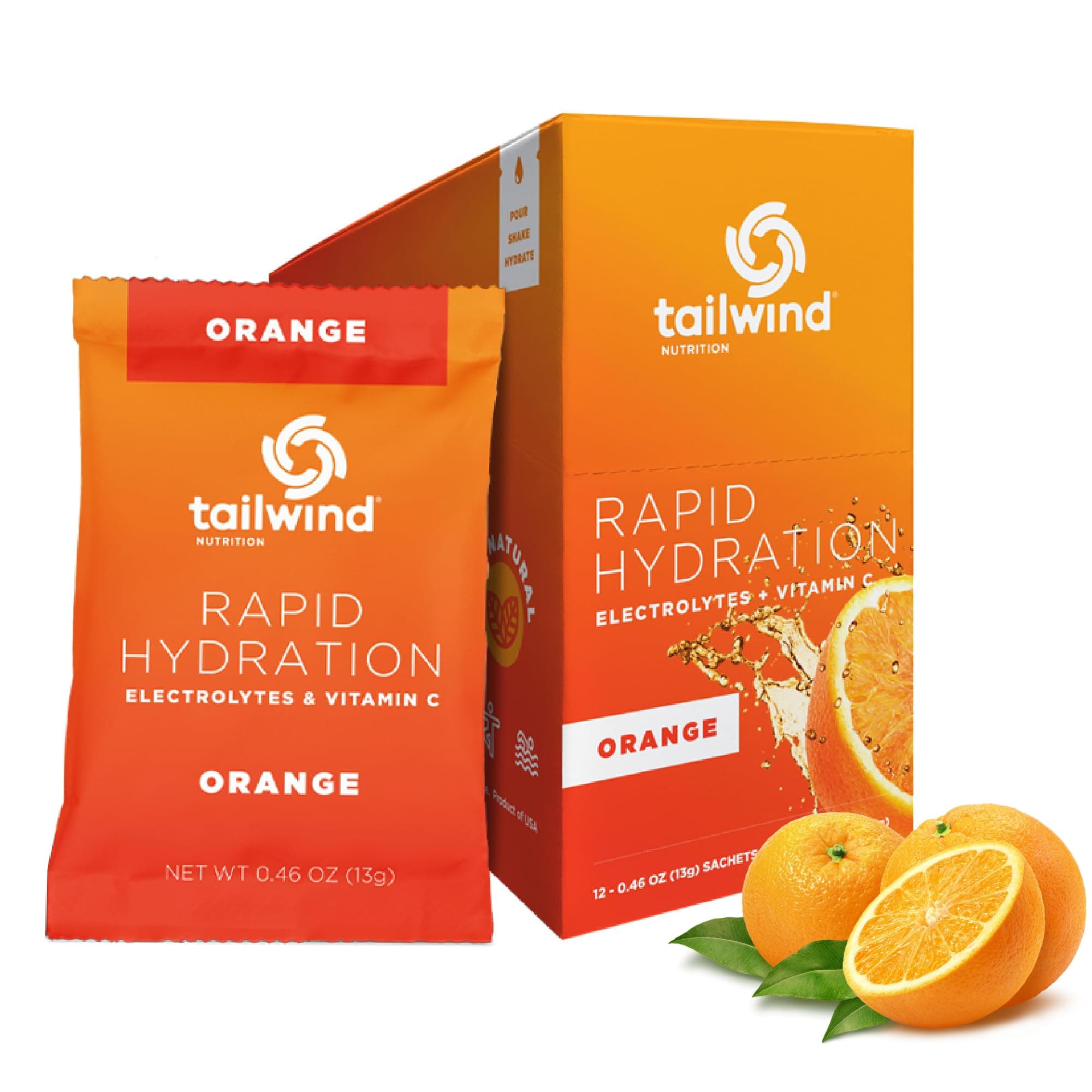 Rapid Hydration, Electrolyte & Hydration Powder, Vitamin C & Sea Salt Exercise Workout Mix, Orange, Pack of 12 Sticks
