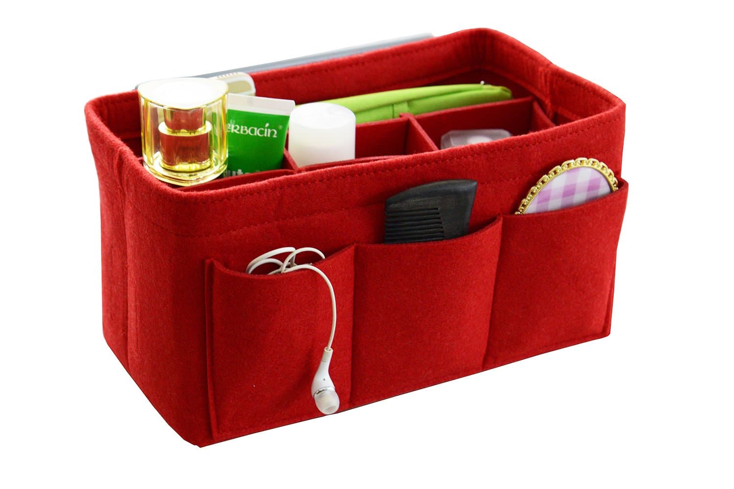 Felt Fabric Handbag Organizer,Insert Purse Organizer 12 Pockets Structure Shaper 4 size