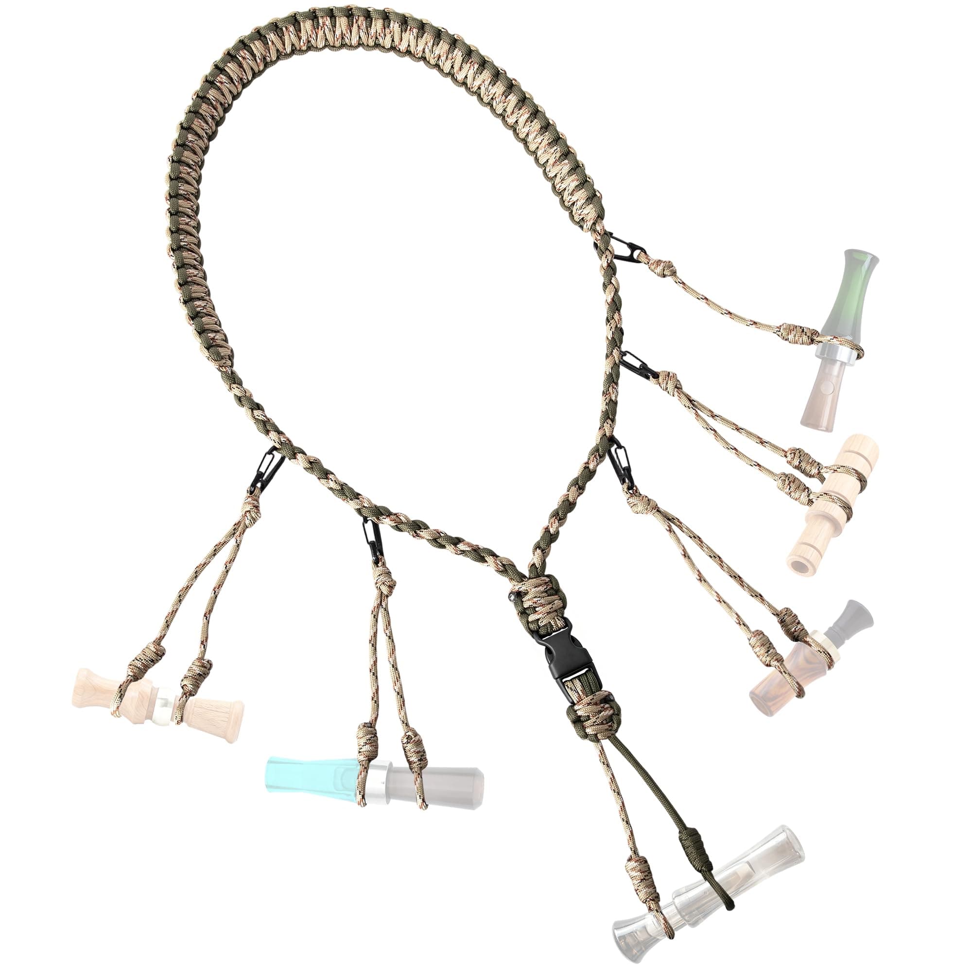 GLORYFIRE Duck Call Lanyard with Removable Drops Secures 11 Call Premium Real Nylon Game Call Lanyard Hand Braided Camo 550LB Paracord Goose Calls for Predator Ducks