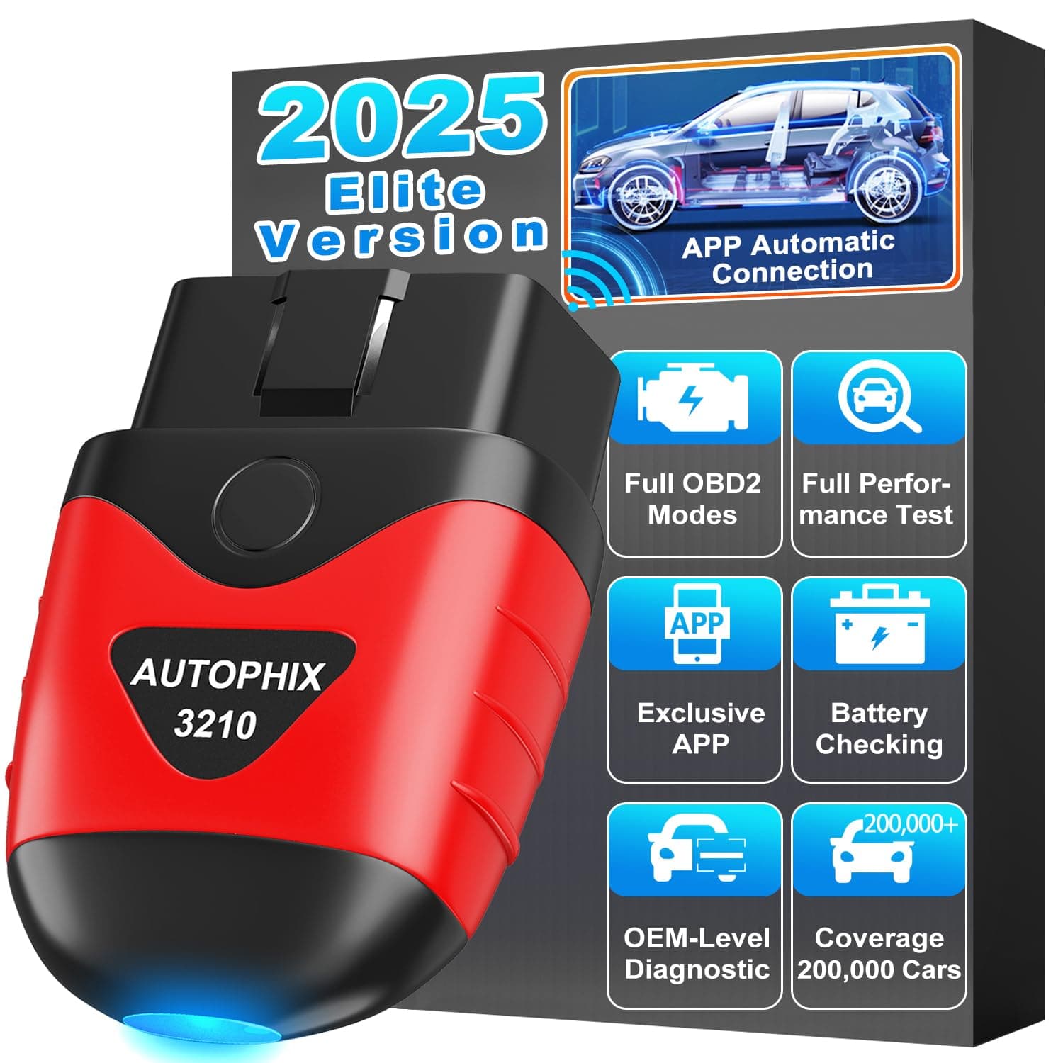 AUTOPHIX 3210 Bluetooth OBD2 Enhanced Car Diagnostic Scanner for iPhone, iPad & Android, Fault Code Reader Plus Battery Tester Exclusive App for Quality-Newest Generation