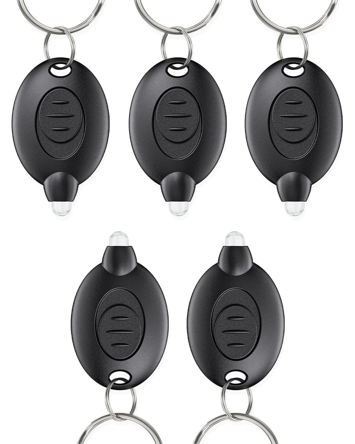 Uniclife 5 Pack LED Keychain Flashlight Mini LED Keychain Light 12 Lumen Portable Ultra Bright Battery Powered Key Ring Torch for Outdoor Camping Hiking and Emergency Lighting, Black Shell