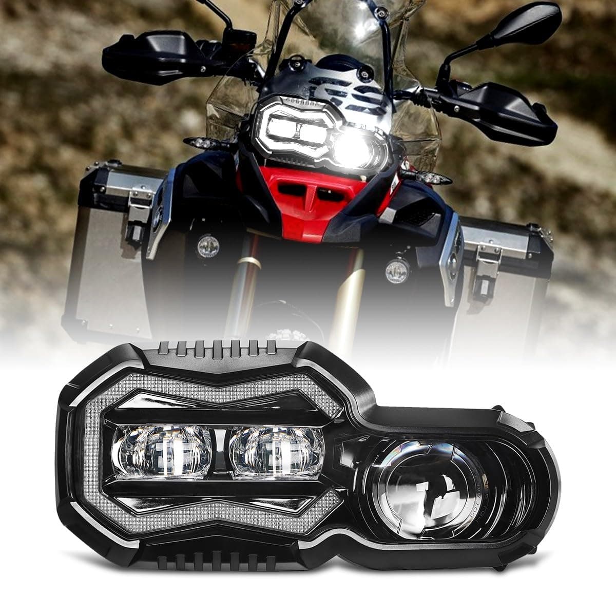 M MIBAHE LED Headlight High Low Beam with DRL LED Headlamp Assembly Compatible with BMW F800GS F800GS Adventure F700GS F650GS