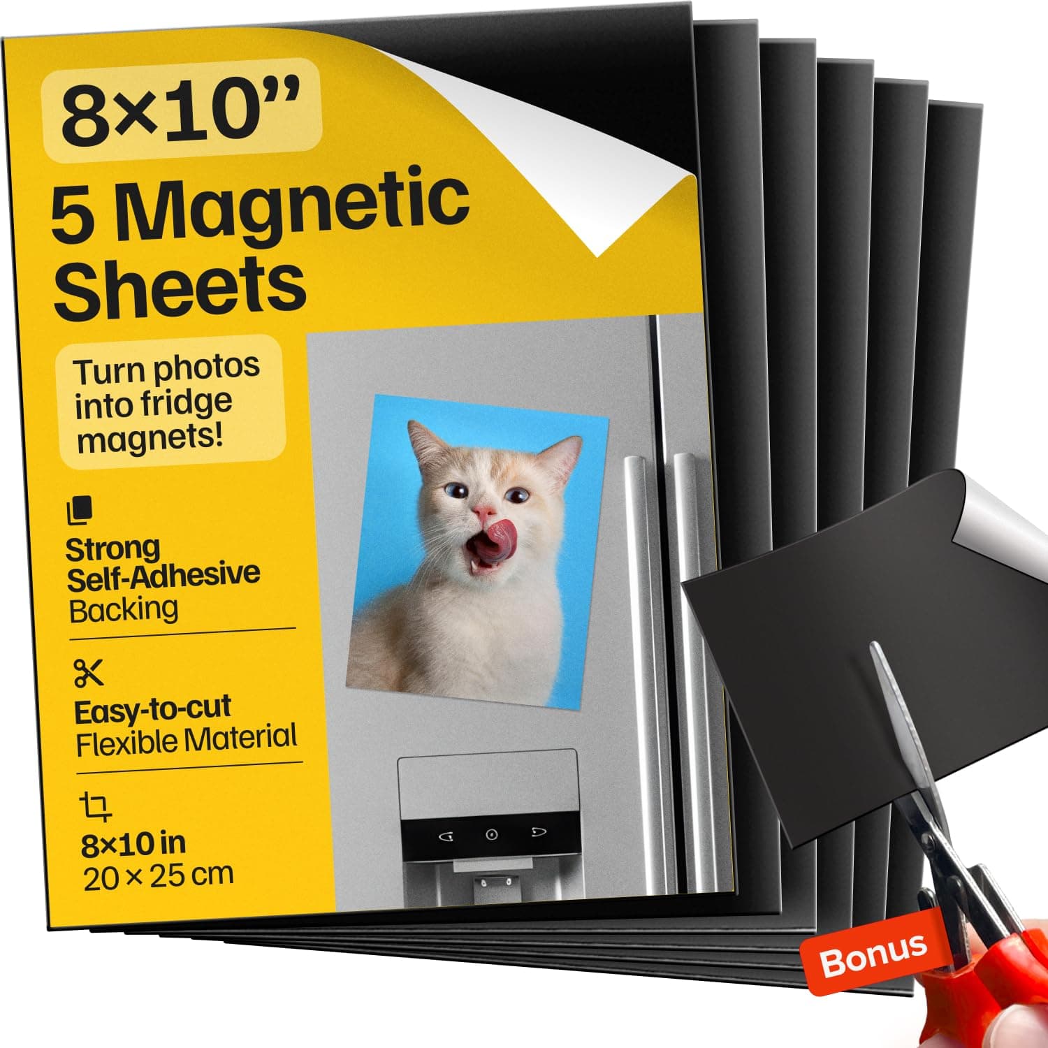 X-bet MAGNET ic Sheets with Adhesive Backing - 5 PCs Each 8" x 10" - Flexible ic Paper with Strong Self Adhesive - Sticky Sheets for Photo and Picture s, Stickers and Other Craft s