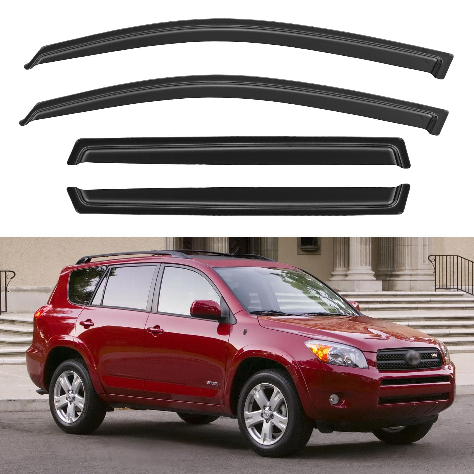 Window Visors Rain Guards Shield for 2006-2012 Toyota Rav4, Out-Channel Window Vent Wind Deflectors Visors Shades for 06 07 08 09 10 11 12 Rav4