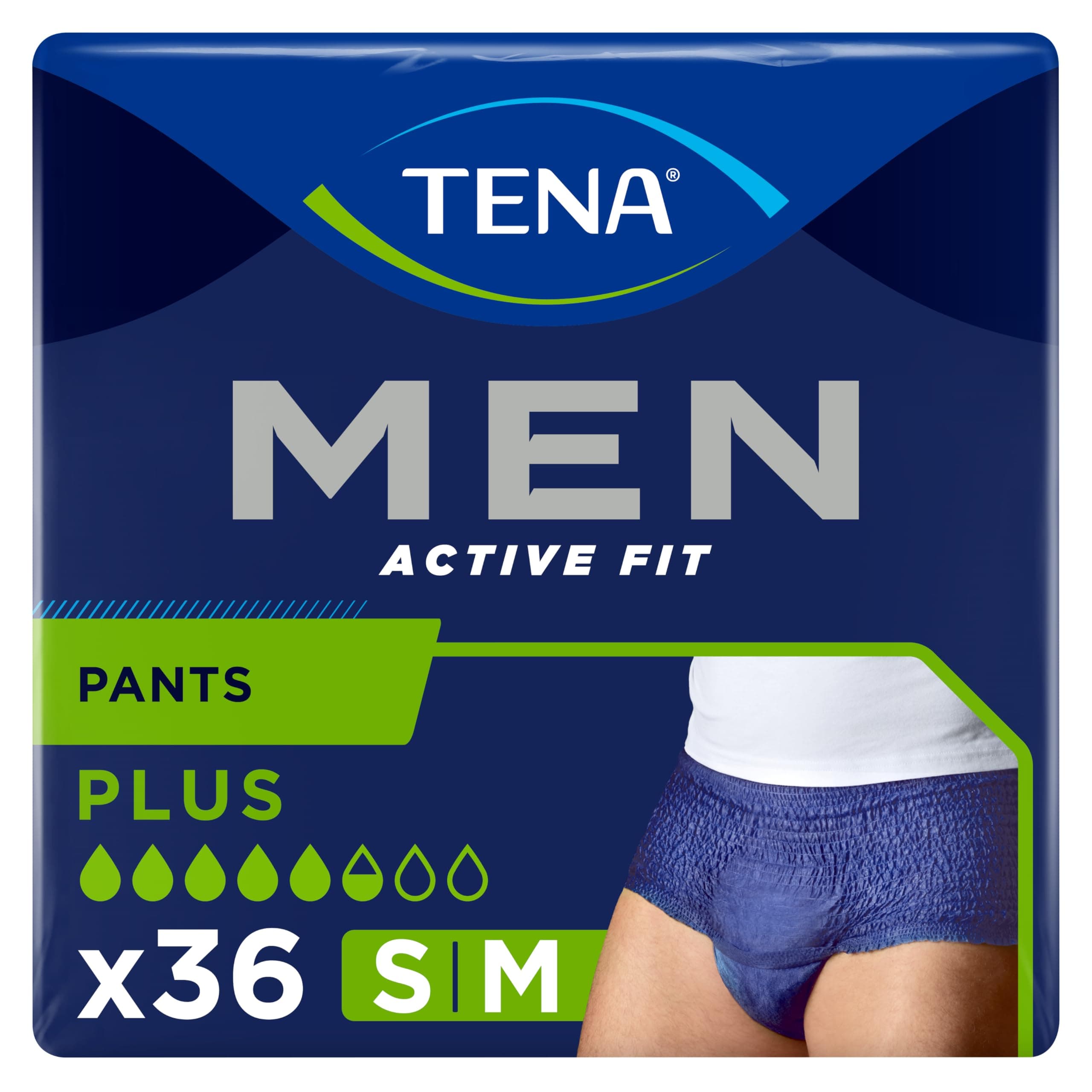 Tena Men Active Fit Pants Plus Size S/M - 4 Packs of 9