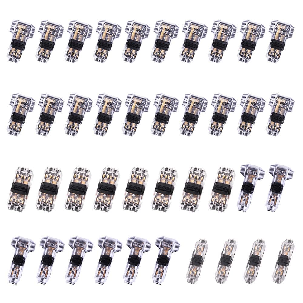 Brightfour Wire Connectors - Low Voltage Electric Wire Splicer Terminals 40 Pack Assortments, No Stripping Quick Splice Wiring Fits 24-20 AWG