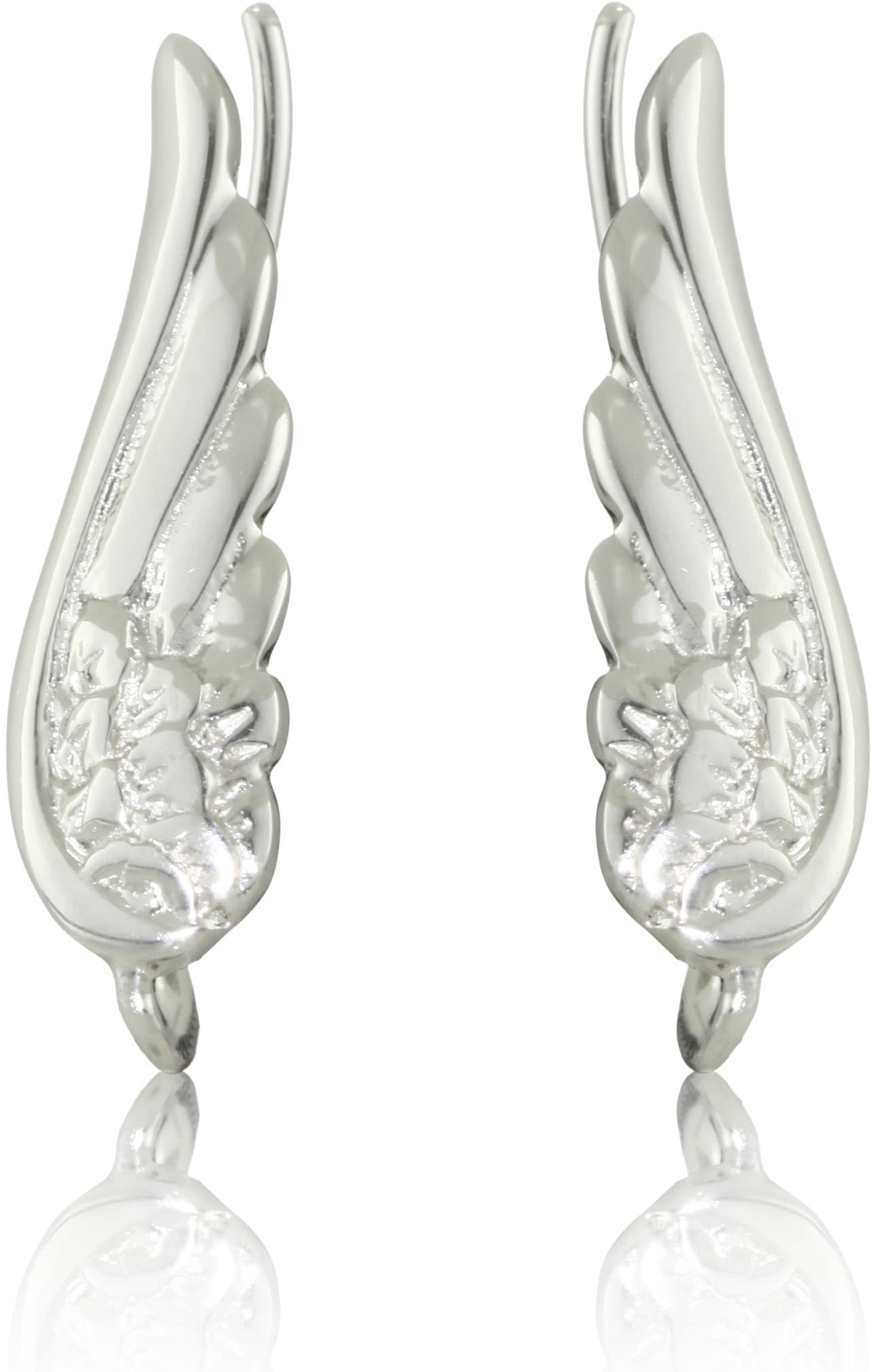 Sterling Silver Bold Angel Wings Earrings
