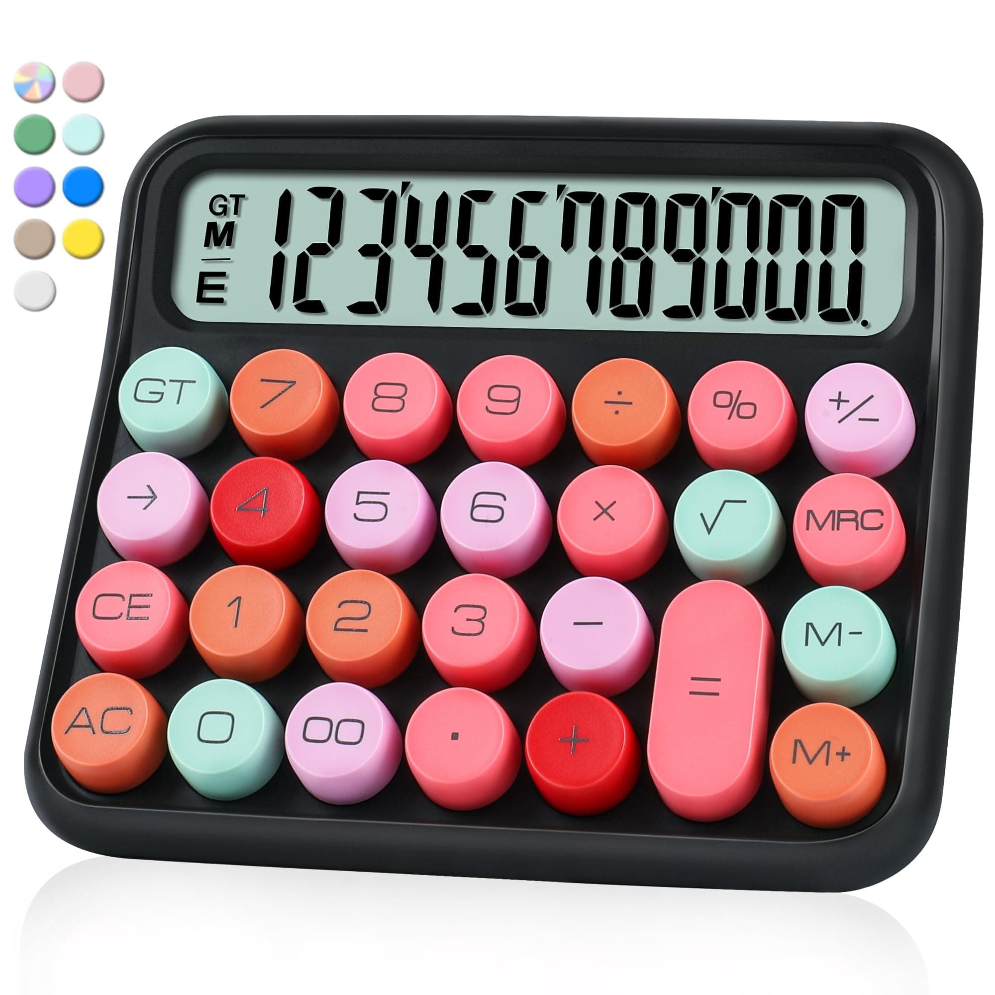 VEWINGL Mechanical Switch Calculator, 12 Digit Large LCD Display and Buttons, Great for Everyday Life and Basic Office Work, with Battery