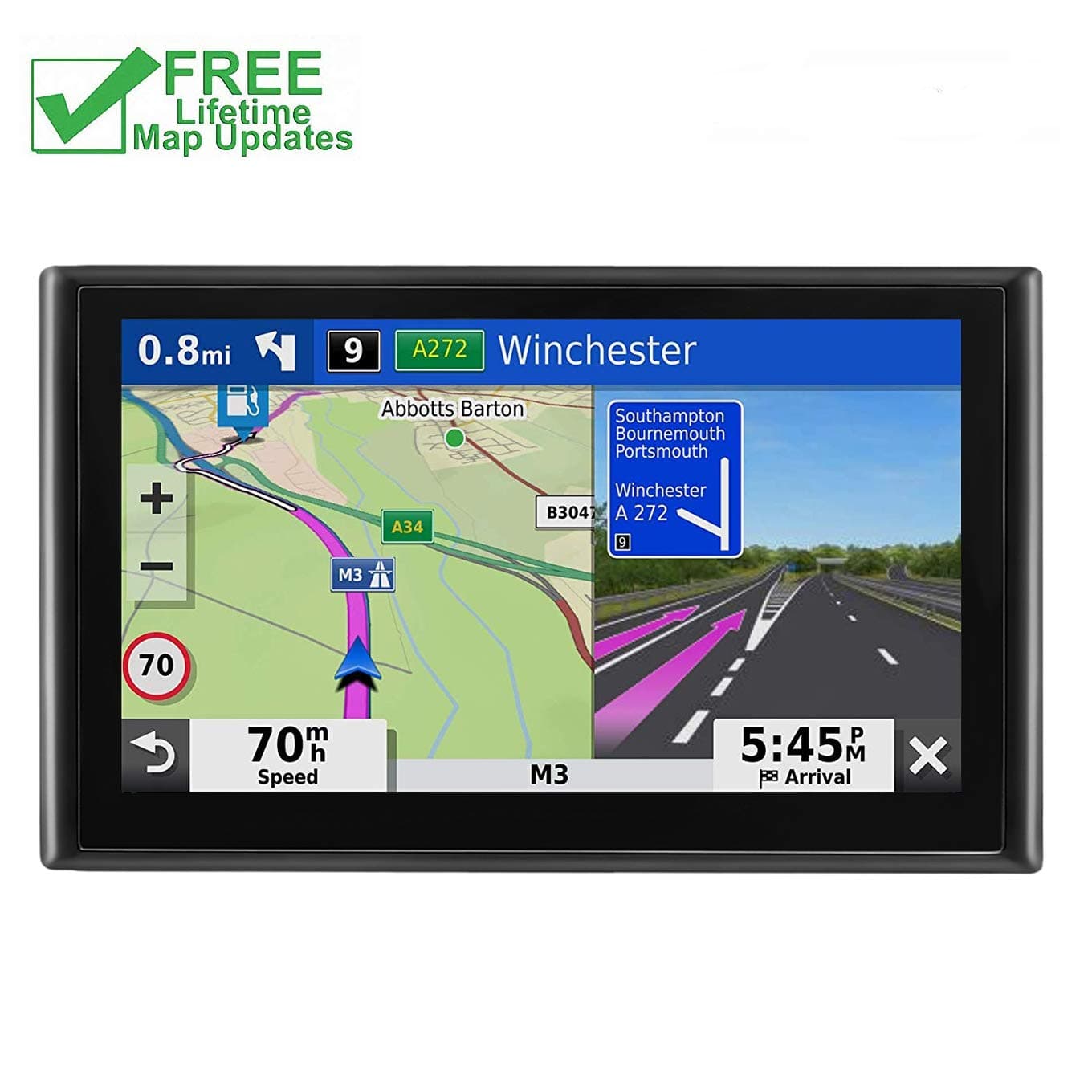 GPS Navigation for car, 7 inch Lifetime Map Update Spoken Turn-to-Turn Navigation System for Cars,Attach Sunshade,Free Lifetime Maps Update,Pre-Install Newest North America map (9inch)