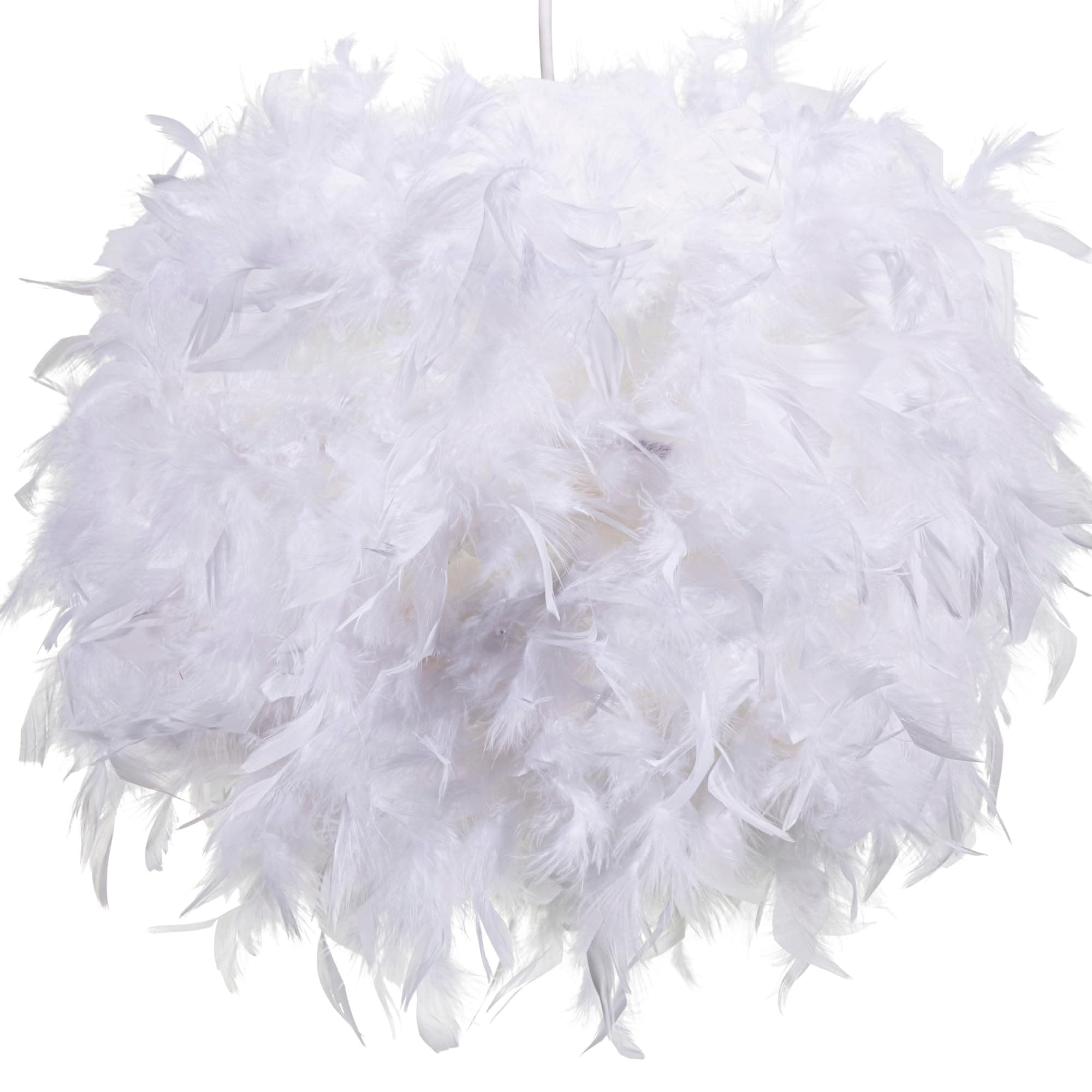 40cm White Feather Light Shade, Lamp Shade for Pendant Ceiling Light,Floor Lamp, Fluffy Feather Lampshade Ceiling Light Shade for Living Room, Bedroom by Klass Home Collection