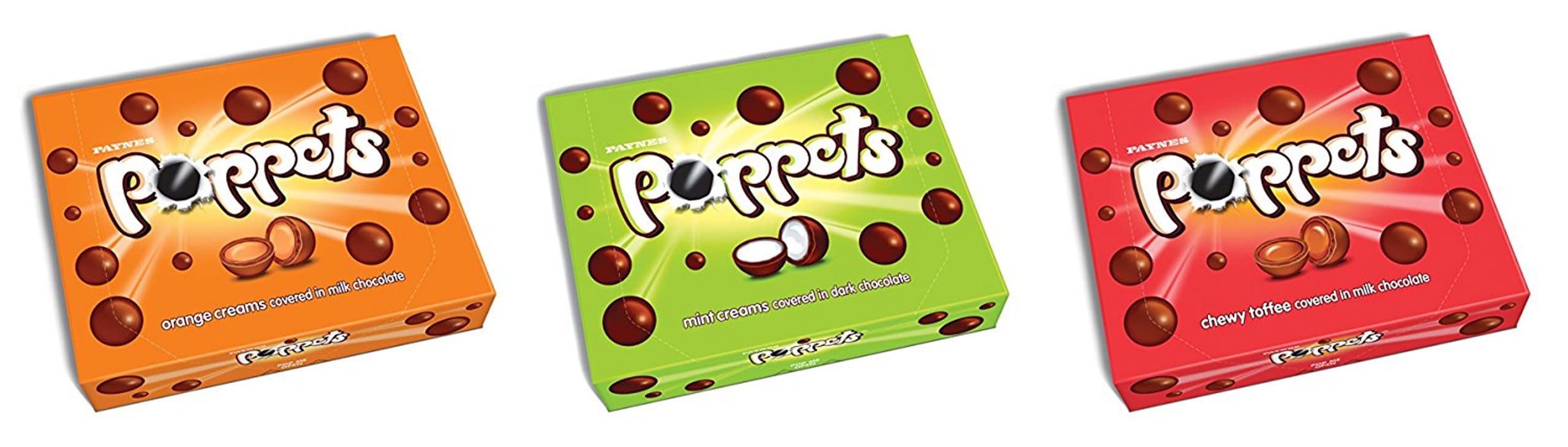 Paynes Poppets Theatre Box Bundle 3 x 154g Chocolate Boxes Mint Creams, Chewy Toffee, Orange Creams Selection