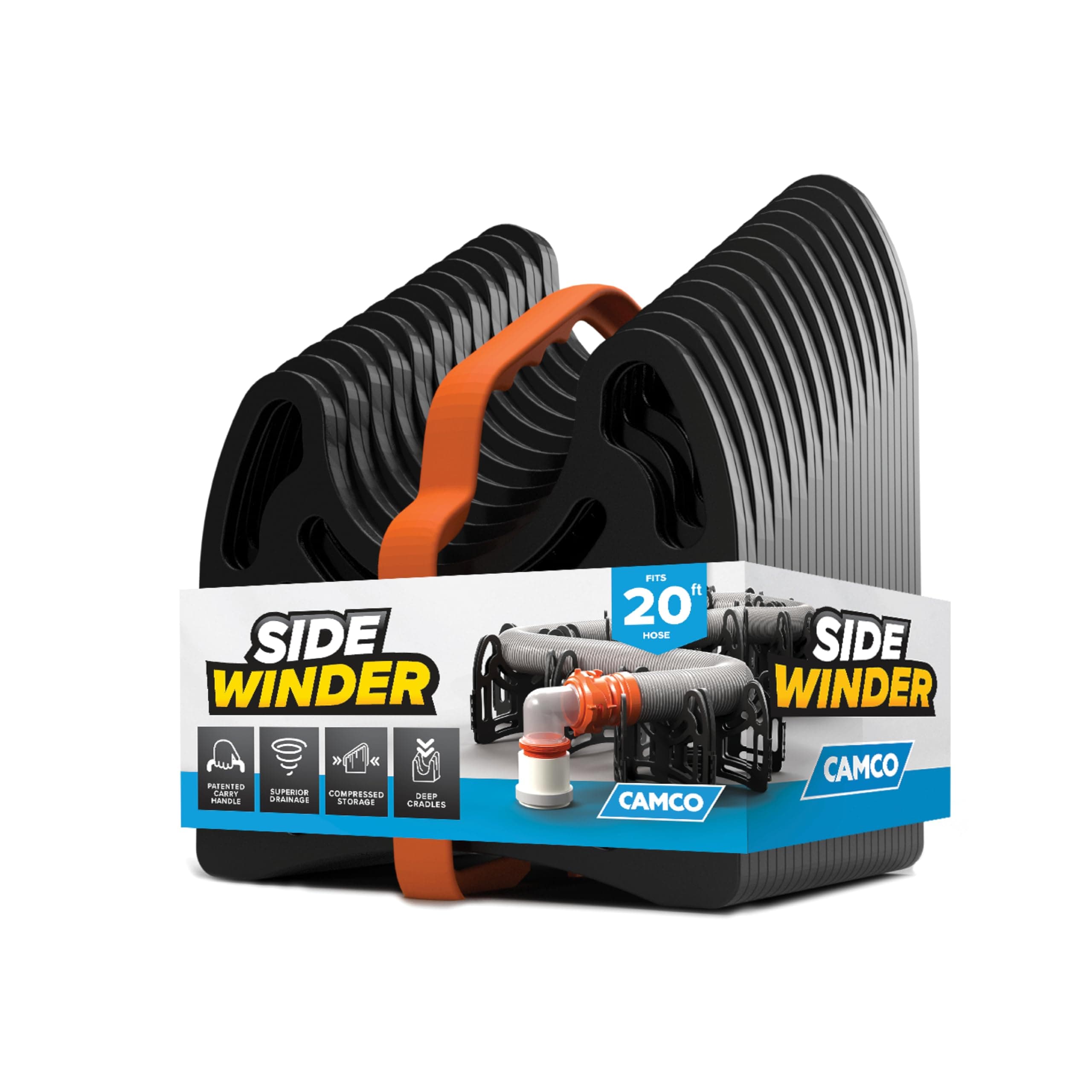 Camco Sidewinder RV Sewer Hose Support with Lightweight, Durable Frame, 20 Feet, Black (43052)