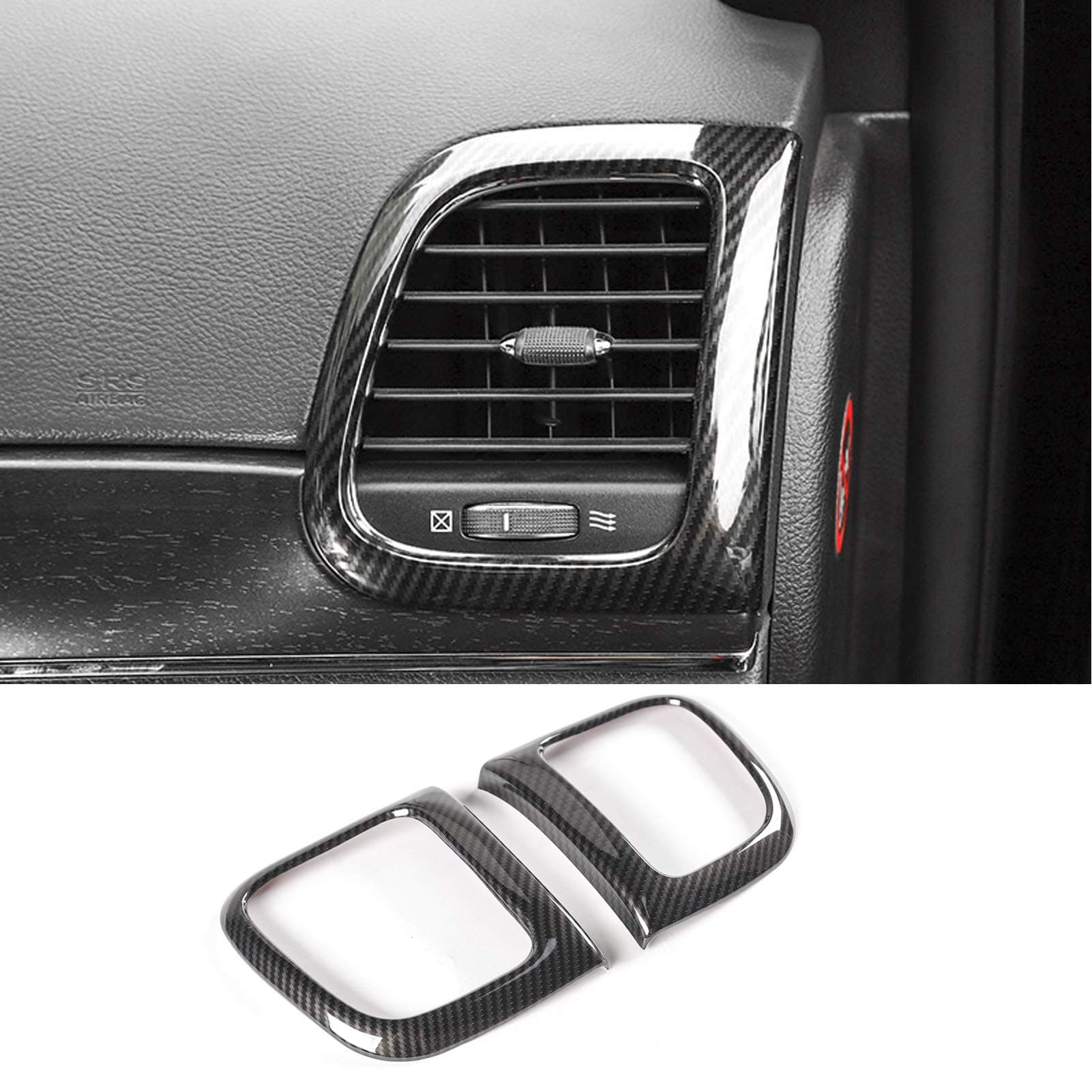 Tocatus Center Console Air Condition Vent Trim Interior Accessories for 2011-2019 Jeep Grand Cherokee, ABS Carbon Fiber 2PCS
