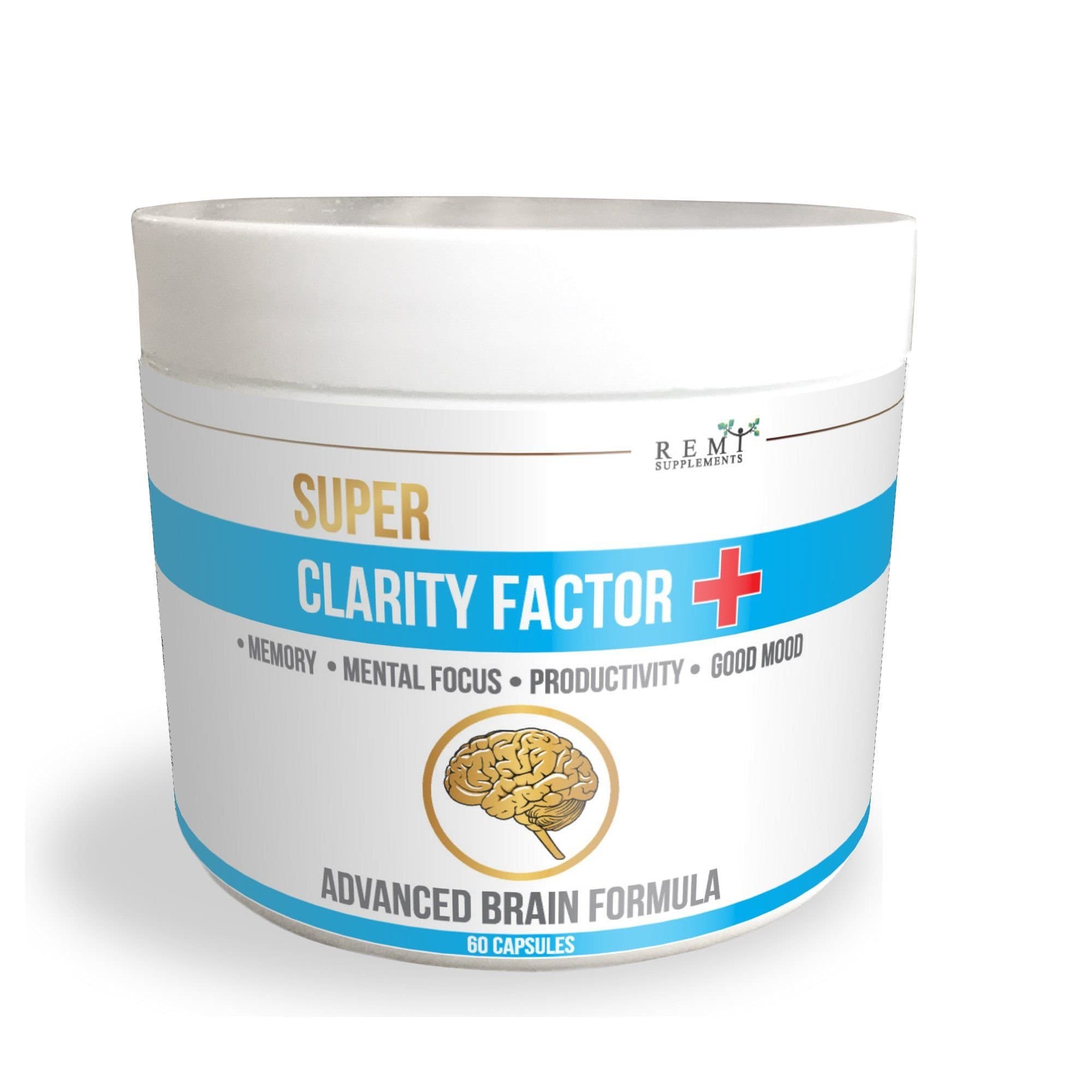Brain Booster, Brain Supplement, Focus Supplement - Super Clarity Factor Plus by Remi Supplements - Brain Function Support, Caffeine, Gel Capsules, 60 Count, Enhanced Focus, Enhanced Memory