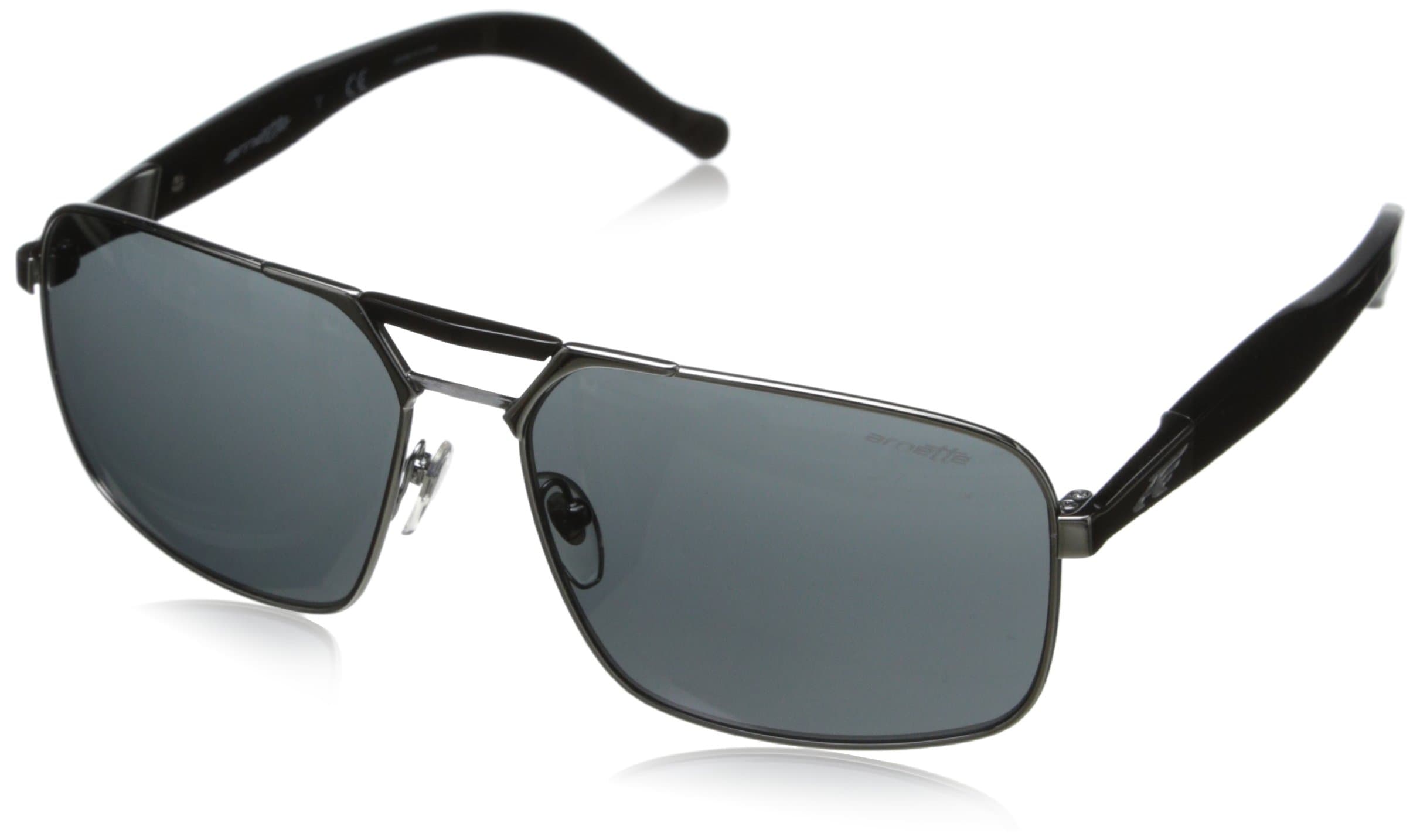 Arnette Men's AN3068 Smokey Rectangular Metal Sunglasses