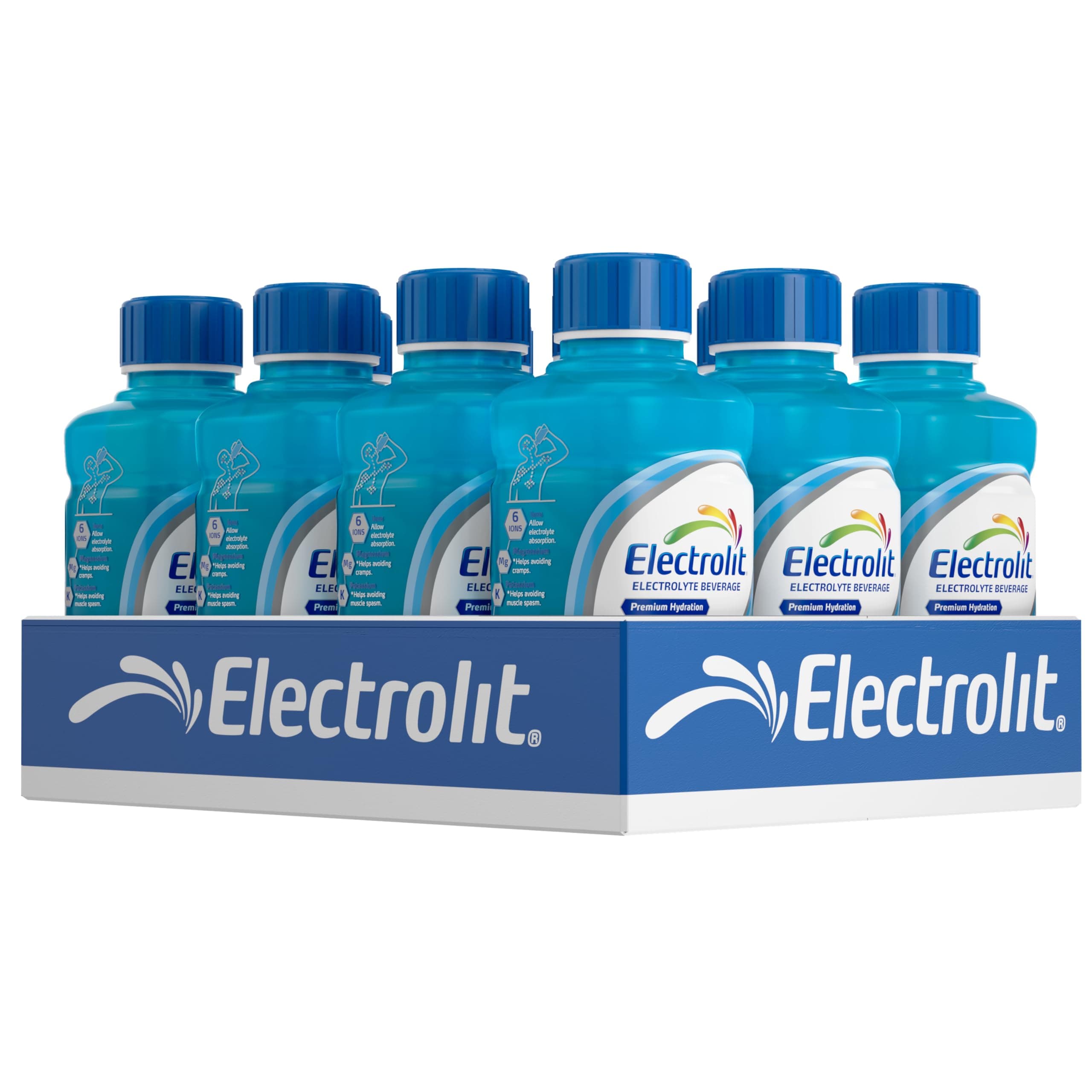 Electrolit, Electrolyte Beverage, Blue Raspberry, 21 Fl Oz bottle (Pack of 12)