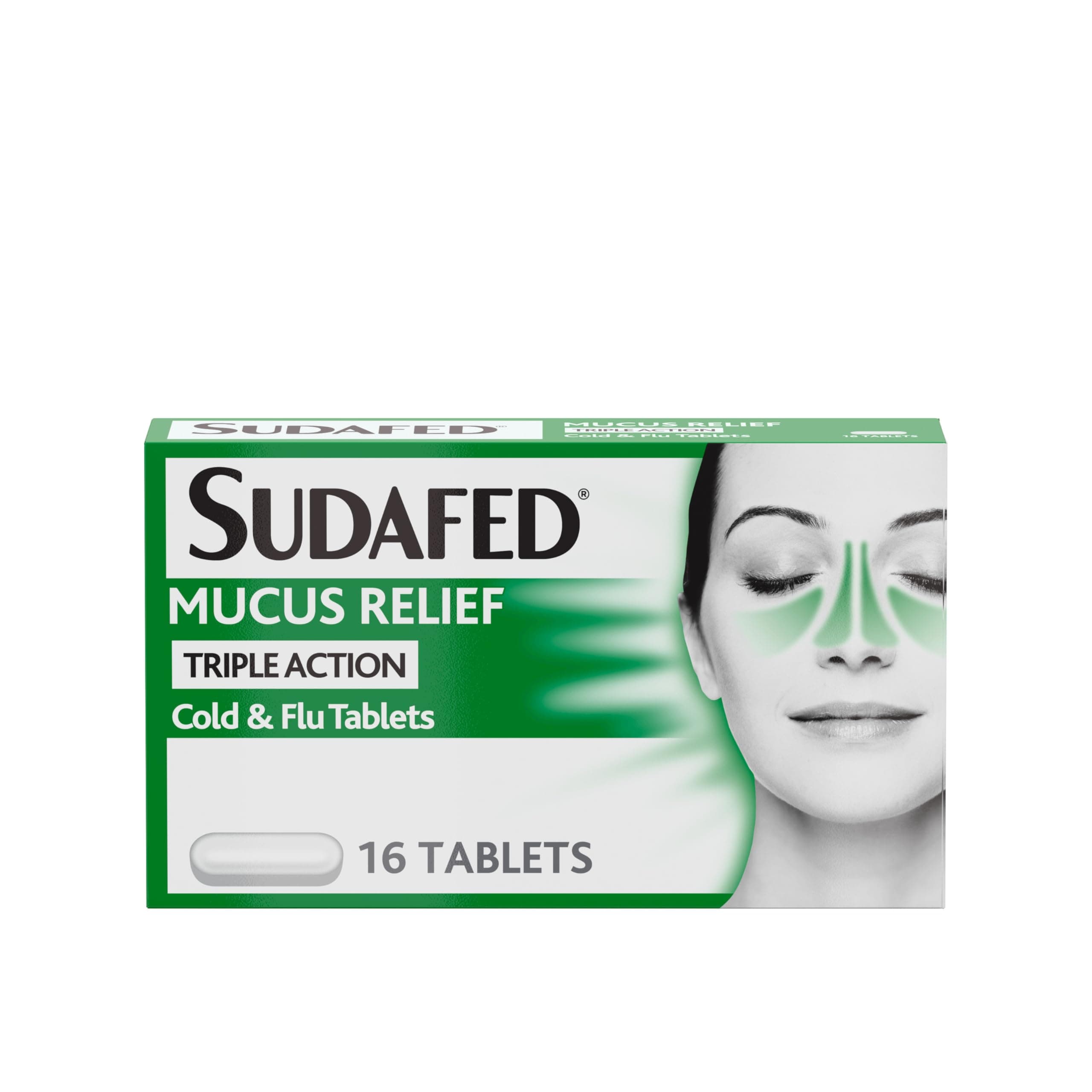 Mucus Relief Triple Action Cold & Flu Tablets (Pack of 16), Helps Fight Cold and Flu and Unblocks the Nose, Reduces Mucus, Works in 15 Minutes