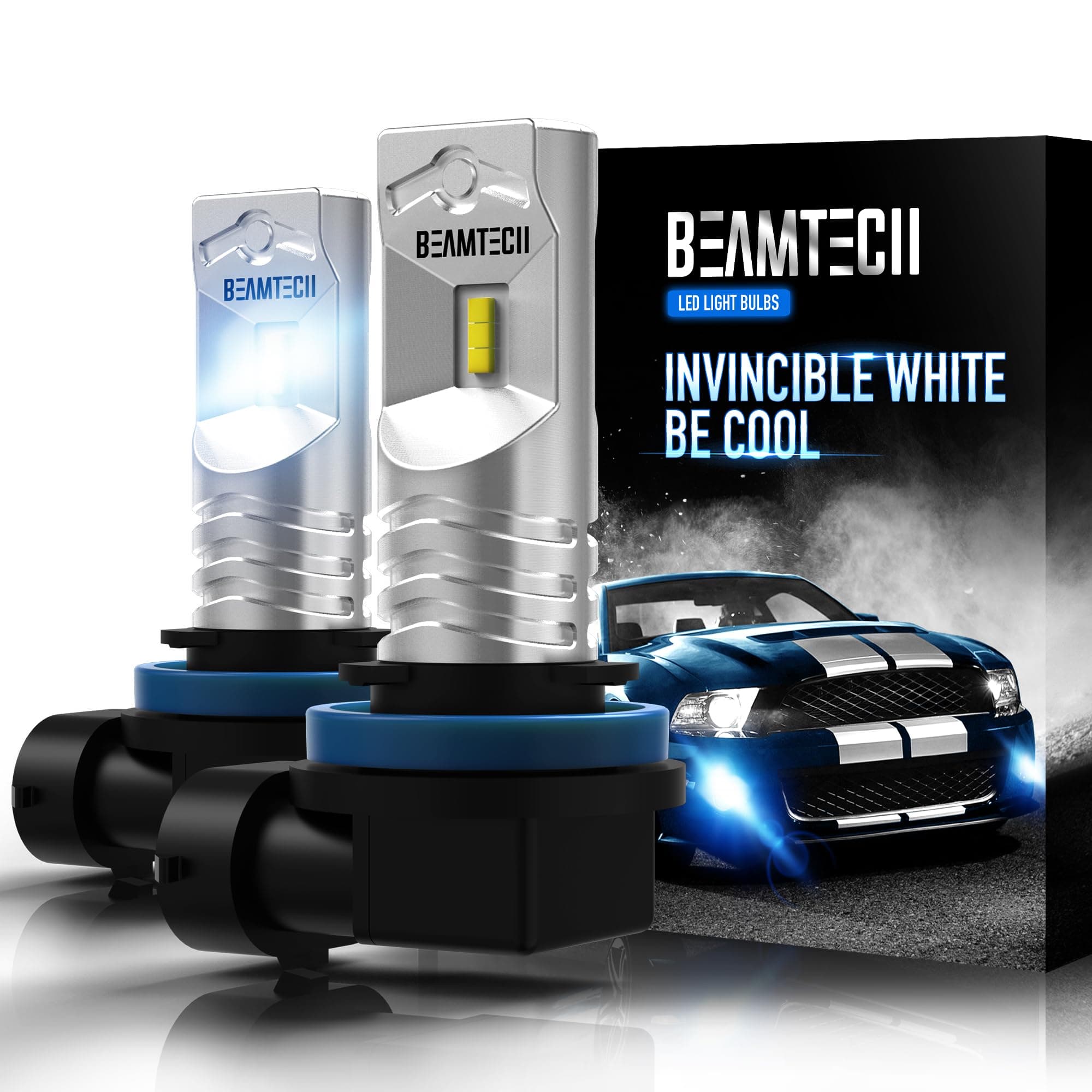 BEAMTECH H11 Led Fog Light Bulb, CSP Chips 6500K 800 Lumens Xenon White Extremely Super Bright of 2