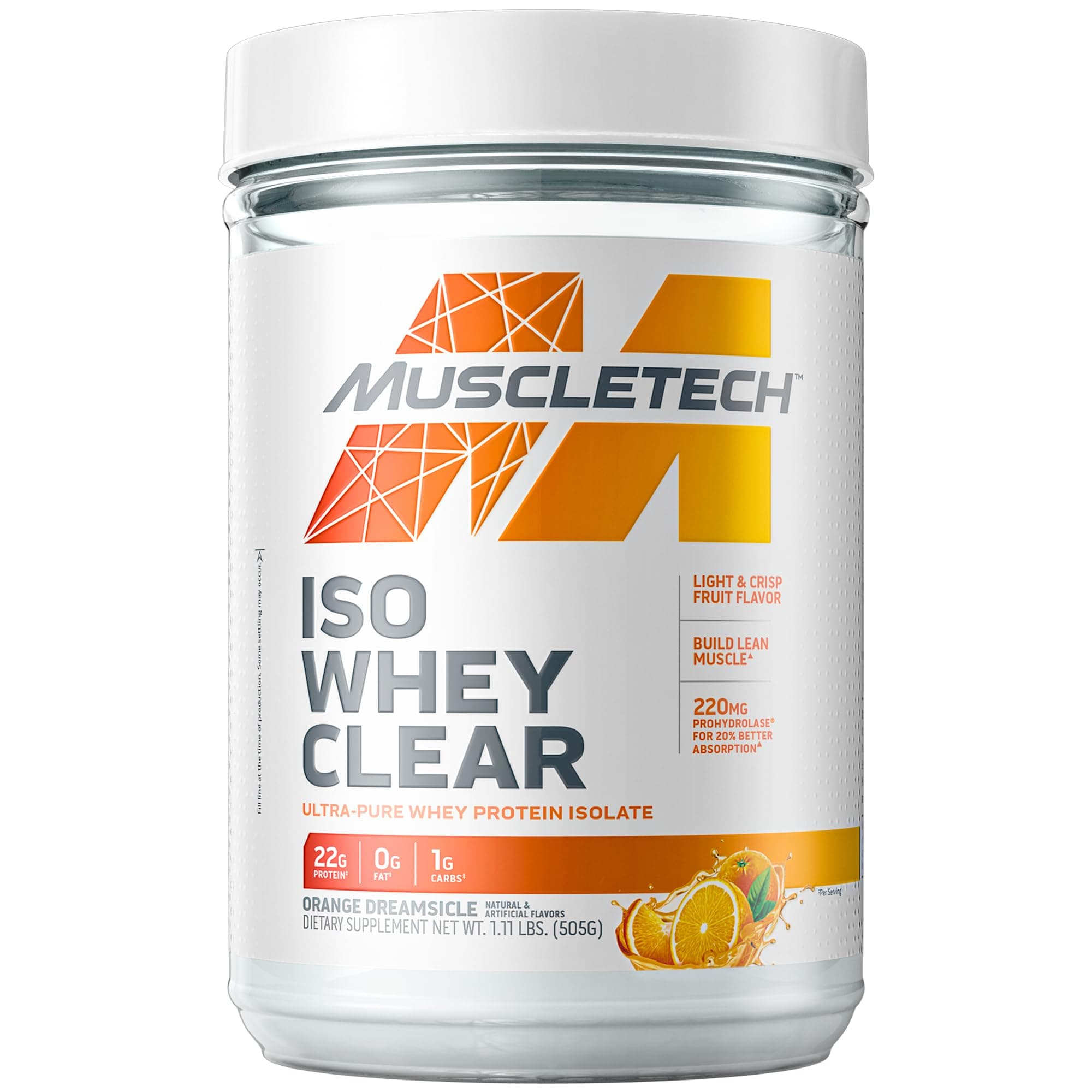 Clear Whey Protein Isolate | Whey Isolate Protein Powder for Women & Men | Clear Protein Drink | 22g of Protein, 90 Calories | Orange Dreamsicle, 1.1lb (19 Servings)