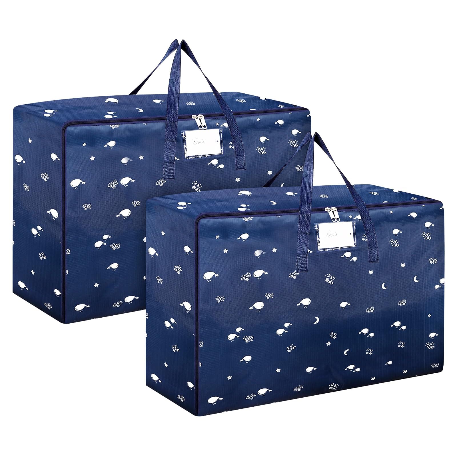 – 2 Pcs 105L Large Storage Bag, Large Moving Bag with Zips for Moving Storage Clothes Bedding Duvet Quilt Blankets Waterproof Moving Totes Christmas Storage Containers (Dark blue)