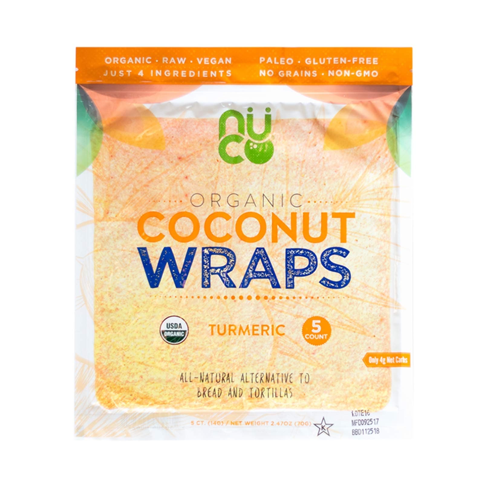 Nuco - Coconut Wraps Organic Turmeric 5 Count