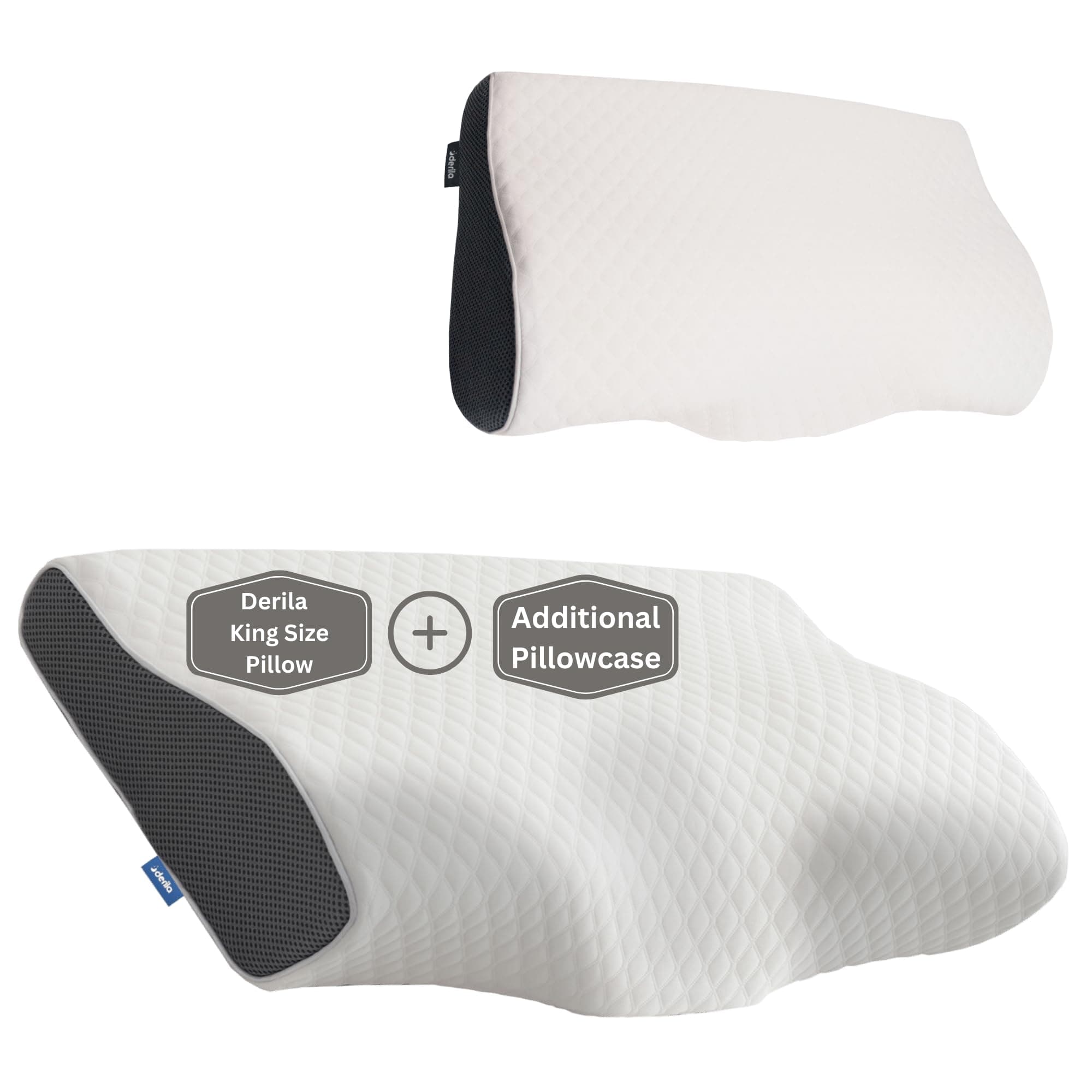 King Size Neck Pillow Cervical Memory Foam Pillow & Additional Pillowcase