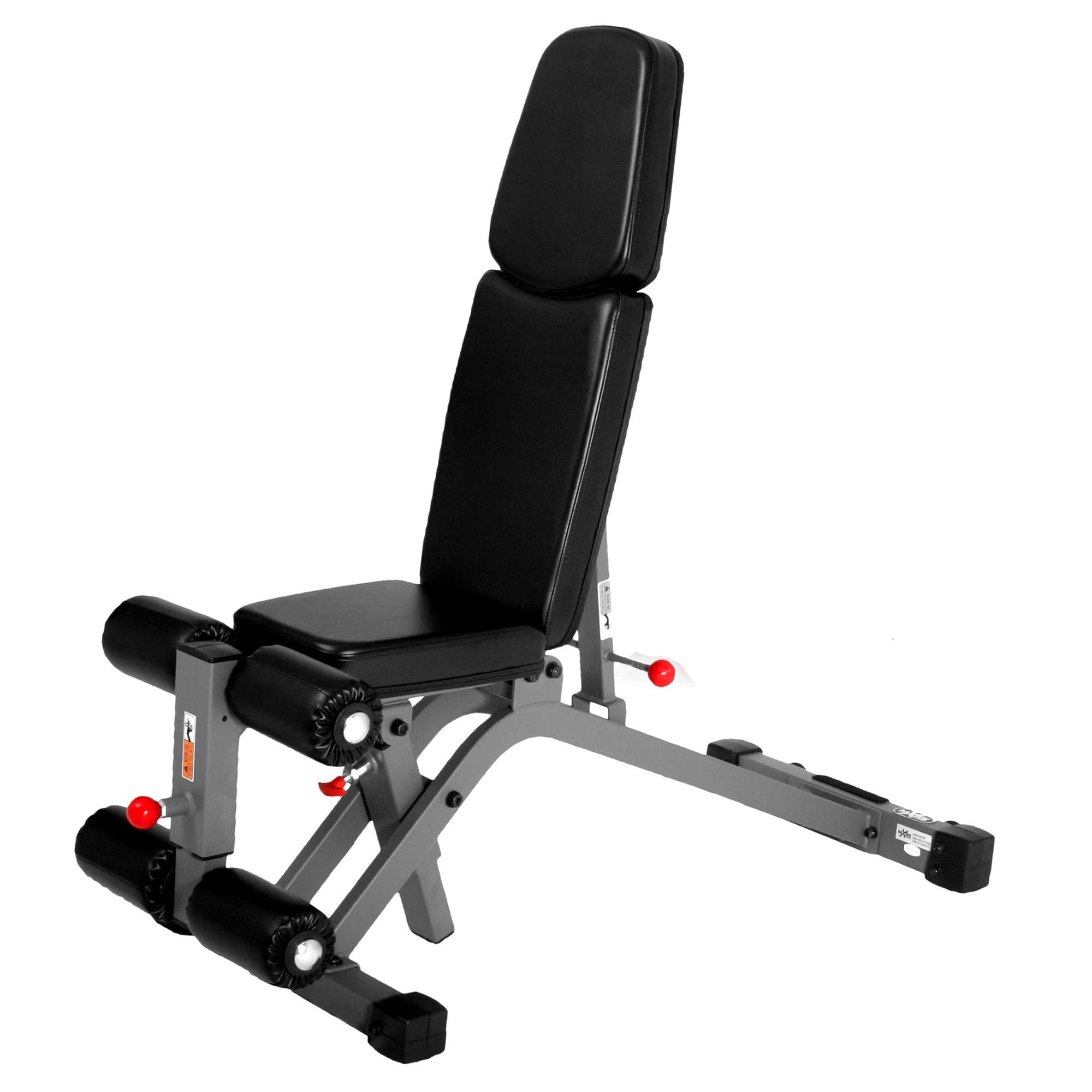 XMark Flat, Incline, and Decline and Ab Combo Adjustable Weight Bench, 7 Positions with Full Decline for Military Press, Dual Rail, 11-Gauge Steel Mainframe, 6-Position Seat, and Adjustable Leg Holder