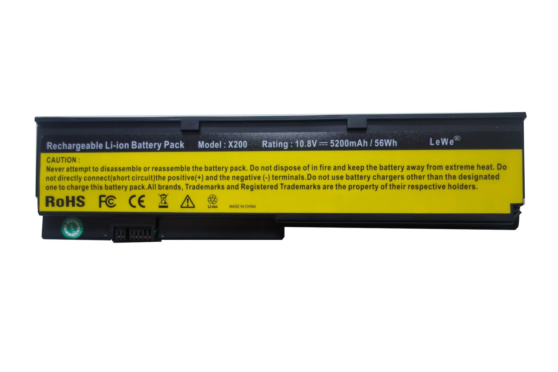 LeWe® battery for Lenovo IBM Thinkpad X201, ThinkPad X200, Thinkpad X200s, Thinkpad X201s, ThinkPad X200s, ThinkPad X200si, s 42T45,42T46,42T48,43R925,Battery 47. Rating: 10.8V/5200mAh (56Wh).