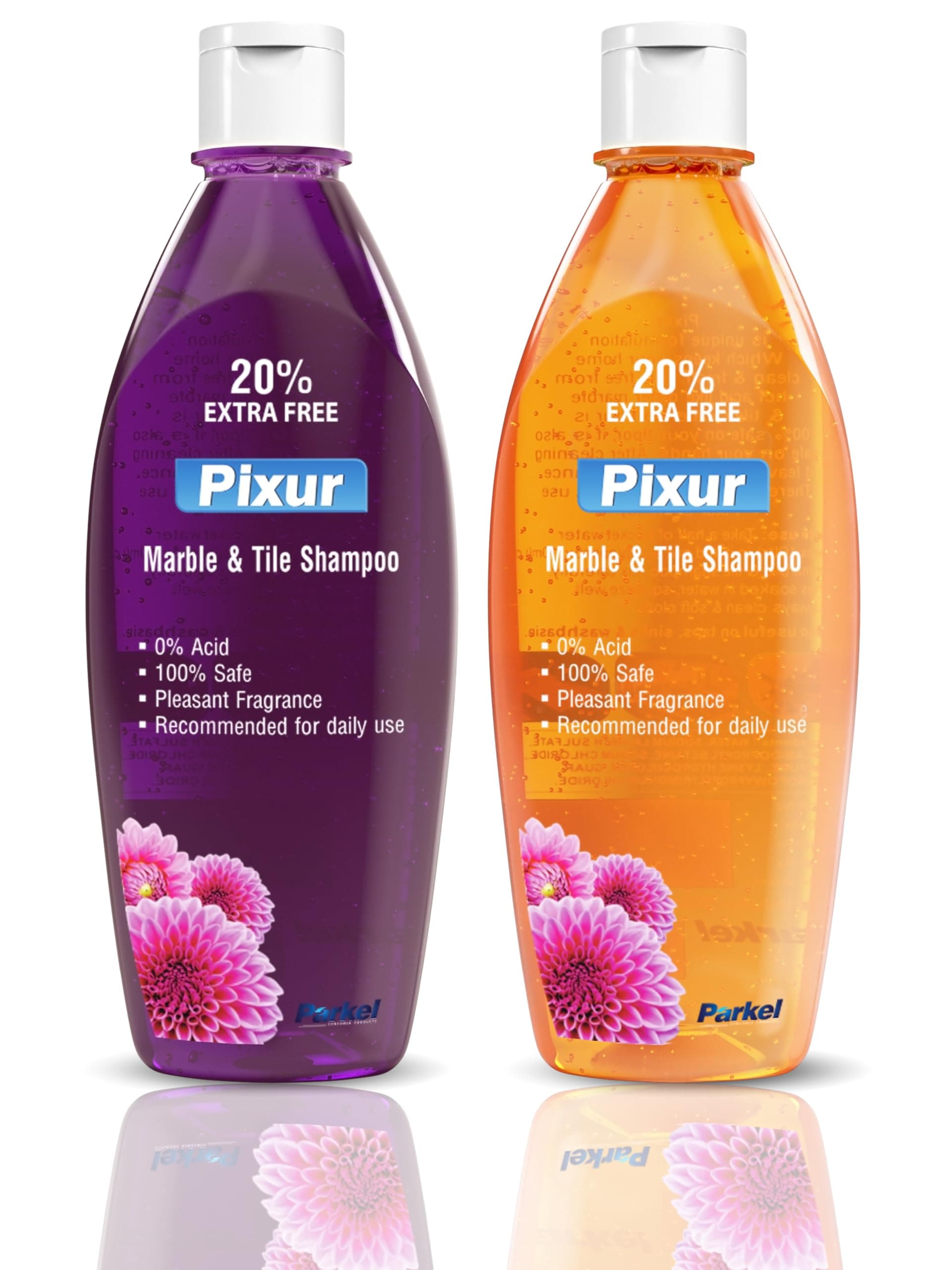 Pixur Marble and Tile Shampoo Floor Cleaner Combo Pack of 2 x 600 ml Orange and Deo Fresh Fragrance Liquid Floor Cleaner for Home, Kitchen and Bathroom 0% HCl Acid Formula PH Neutral
