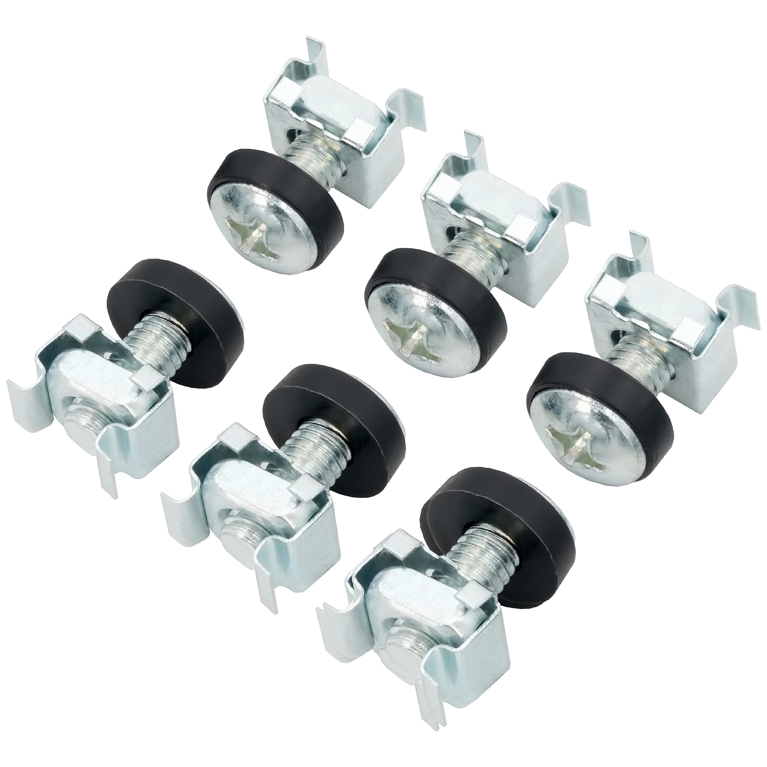 BIGtec cage nut mounting screws, cage nut set, M6 mounting kit for 10 inch and 19 inch cabinets, network, screws, rack, cage, nuts 20´er Pack Käfigmuttern 20' er Pack