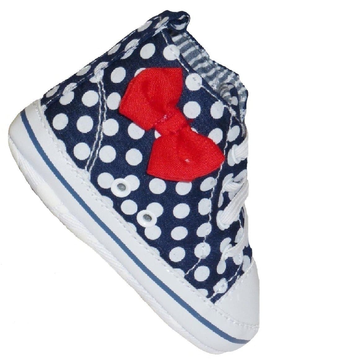 Polka Dot Design High Top Boots in Navy & White 6-12 Months