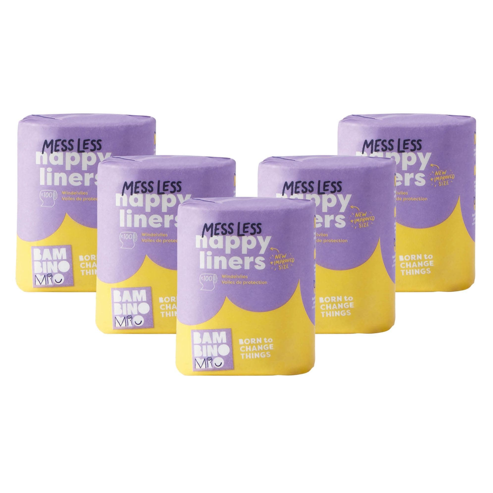 Bambino Mio, Messless Nappy Liners, Biodegradable, 100 Liners, Pack of 5