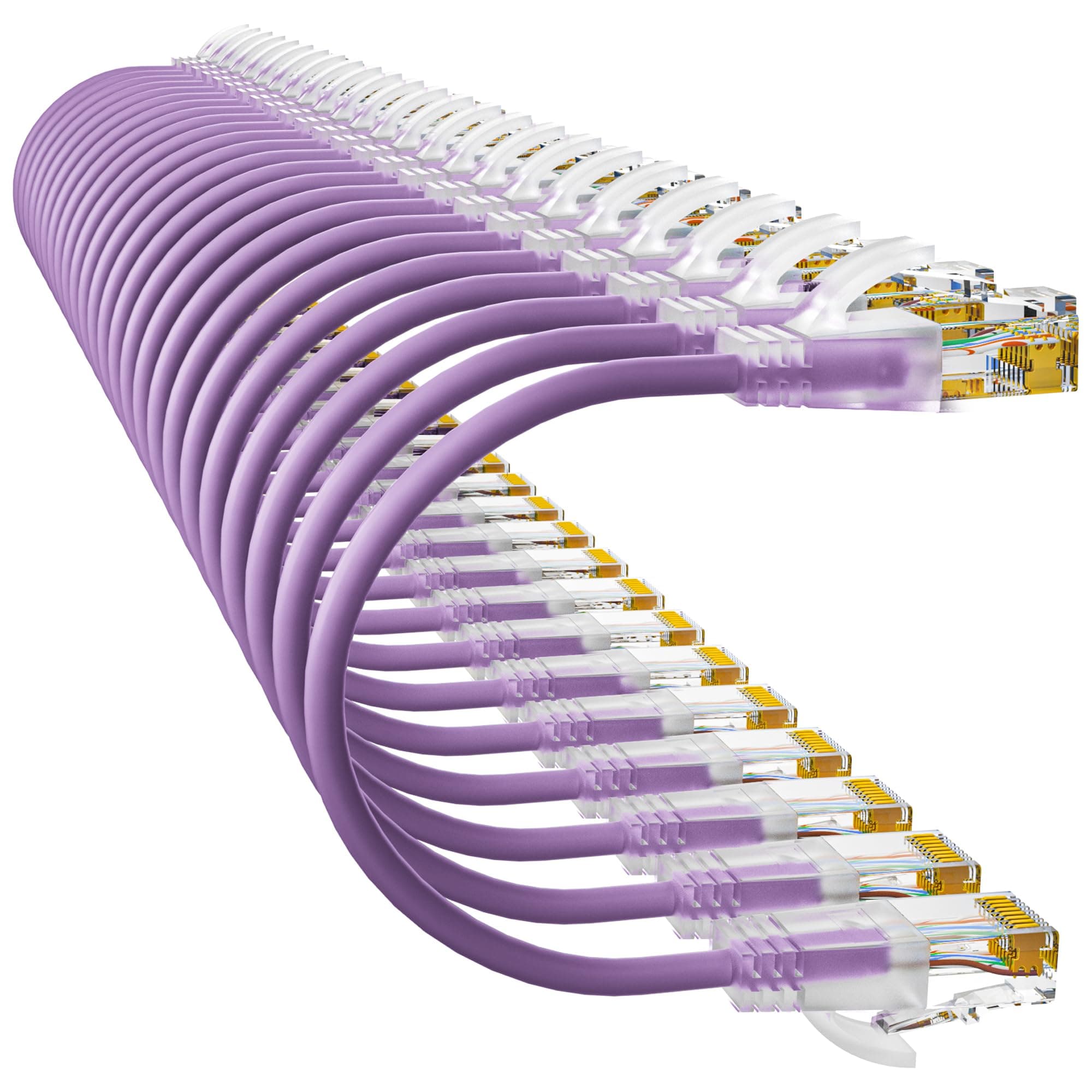 10Gsupxsel Cat6a Patch Cables 0.5ft (24 Pack) Slim, Cat6 Ethernet Patch Cable Pure Copper, Flexible Cat 6 Patch Cable 550MHZ 10G, Space-Saving Cat 6A Network Cables for Patch Panel, Purple