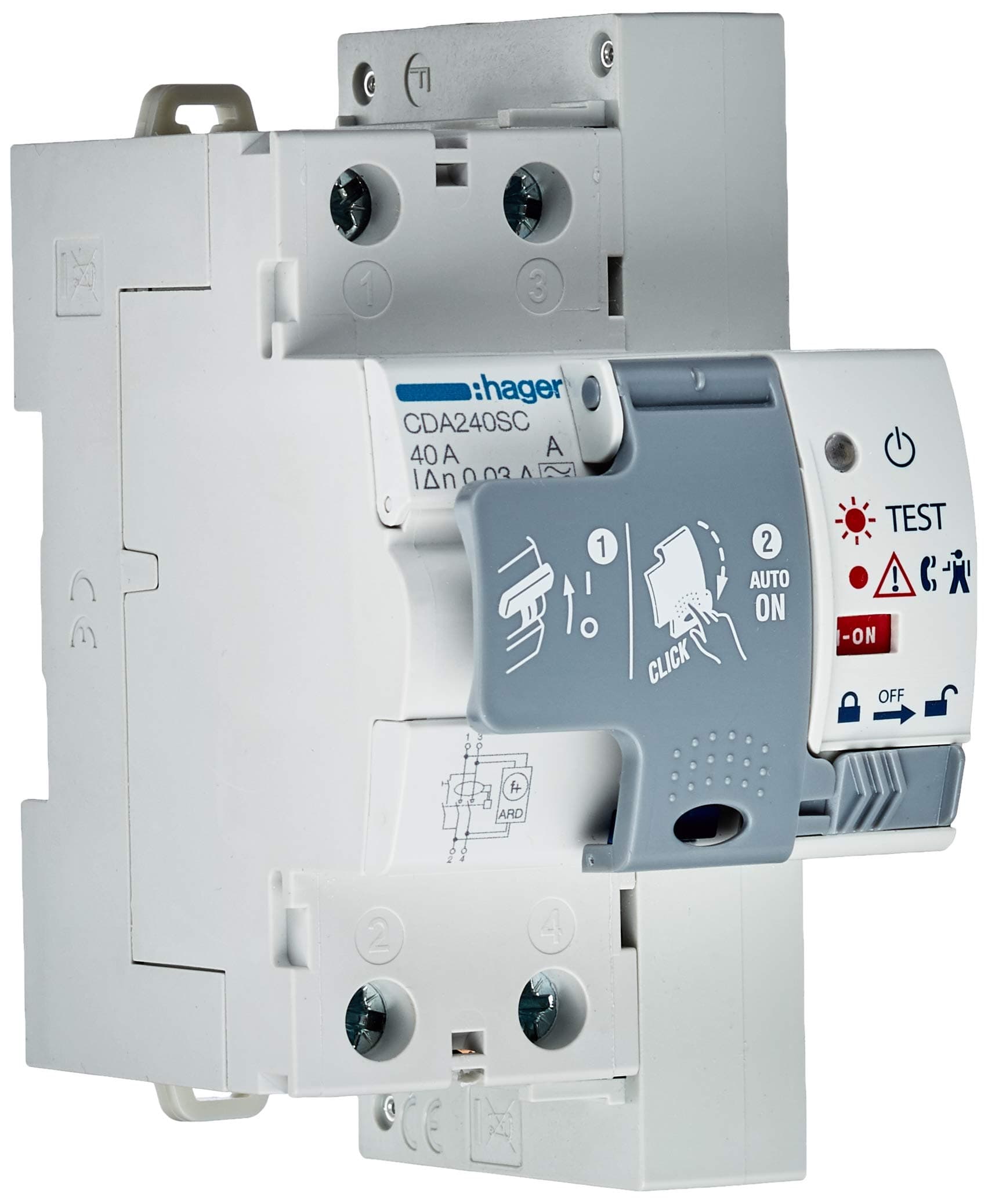 Hager Type A – Differential Switch with Automatic Reconnection 2 Poles 40 A 30 ma