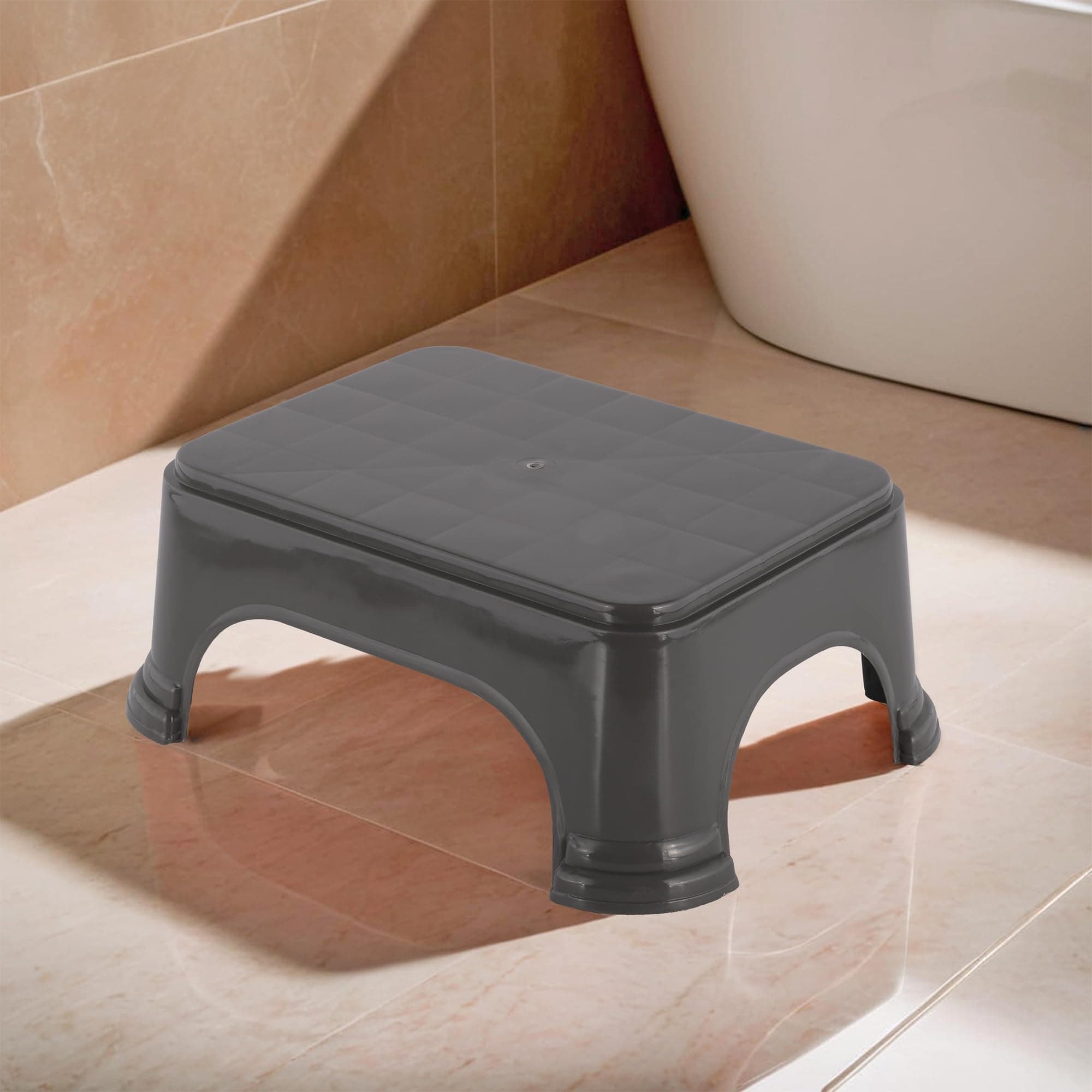 Kuber Industries Durable Bathroom Stool for Bathing | Comfortable Indoor Machiya for Sitting | Senior Citizens Bath Stool & Adults Patla Chair for Home | Plain P6 - Grey