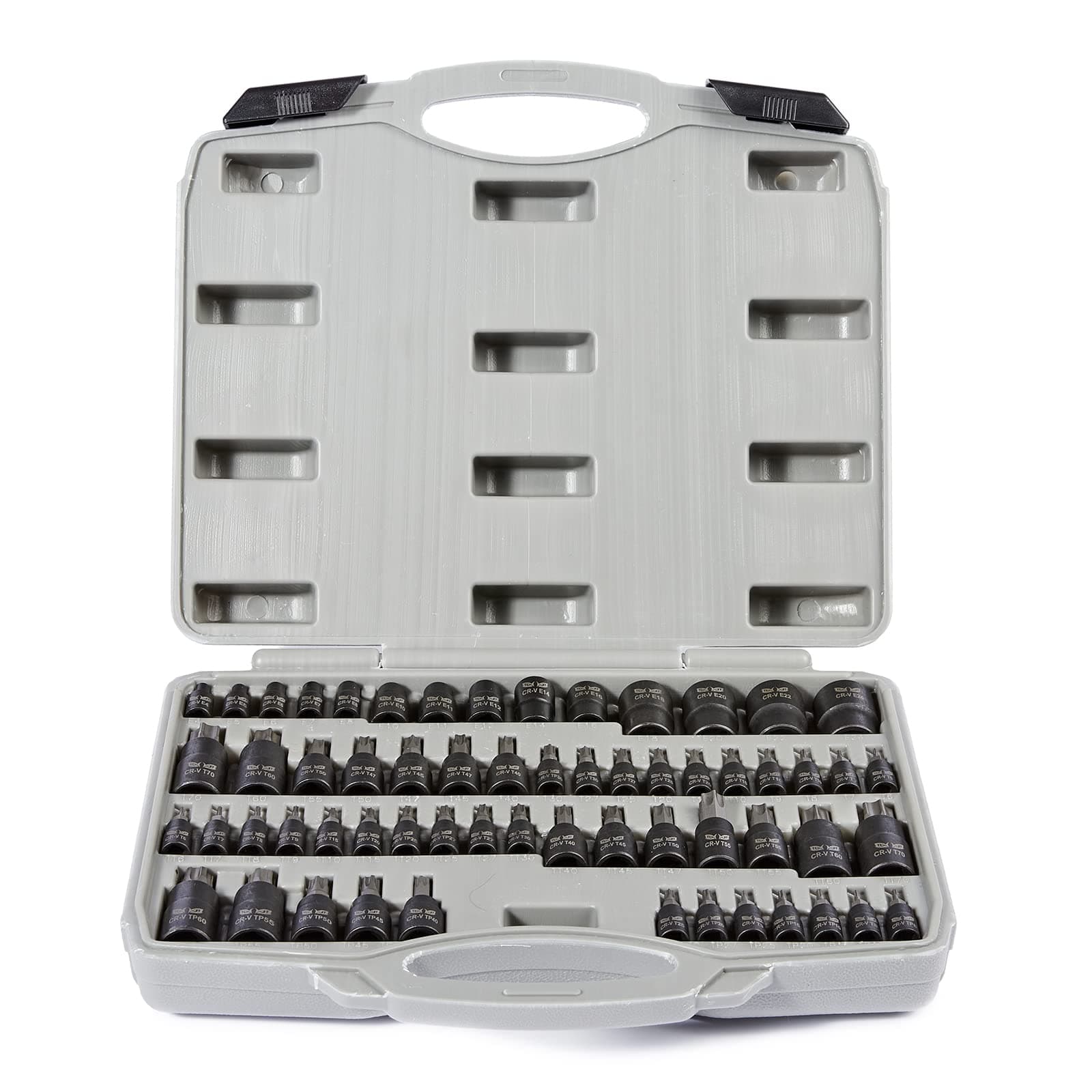 Torx Bit Socket Set (60 Piece Set - Torx and External Socket Set) 1/4" Drive - Torx Star Socket Bits & Female E Torx Sockets - Professional Grade Auto & Motorcycle Mechanic Socket Set