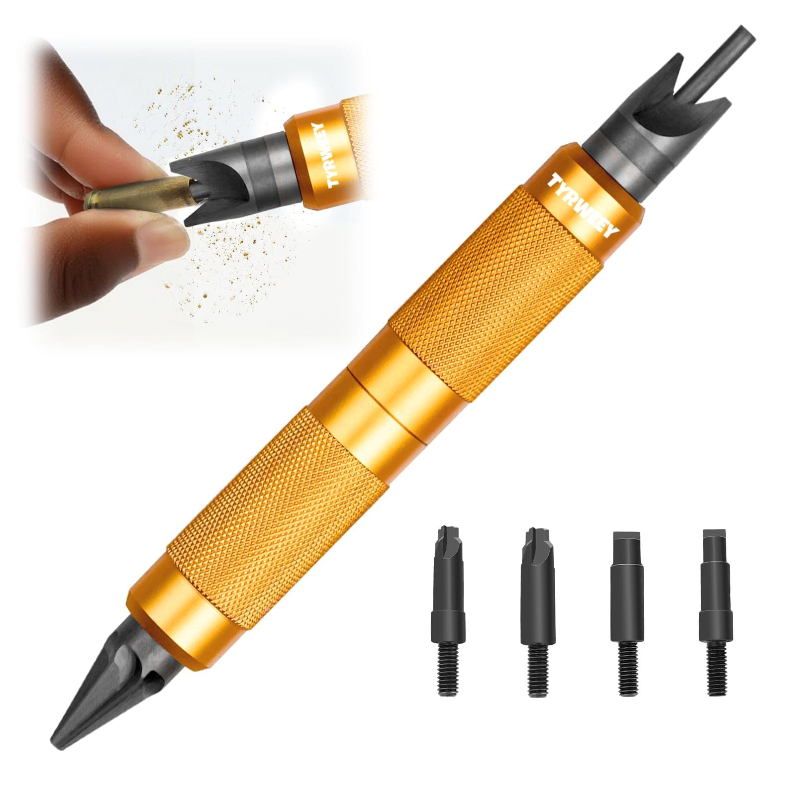 Case Prep Multitool, Case Chamfer Deburring Tools for Reloading, Primer Pocket Reamers and Cleaners for Removing Crimps (Orange)