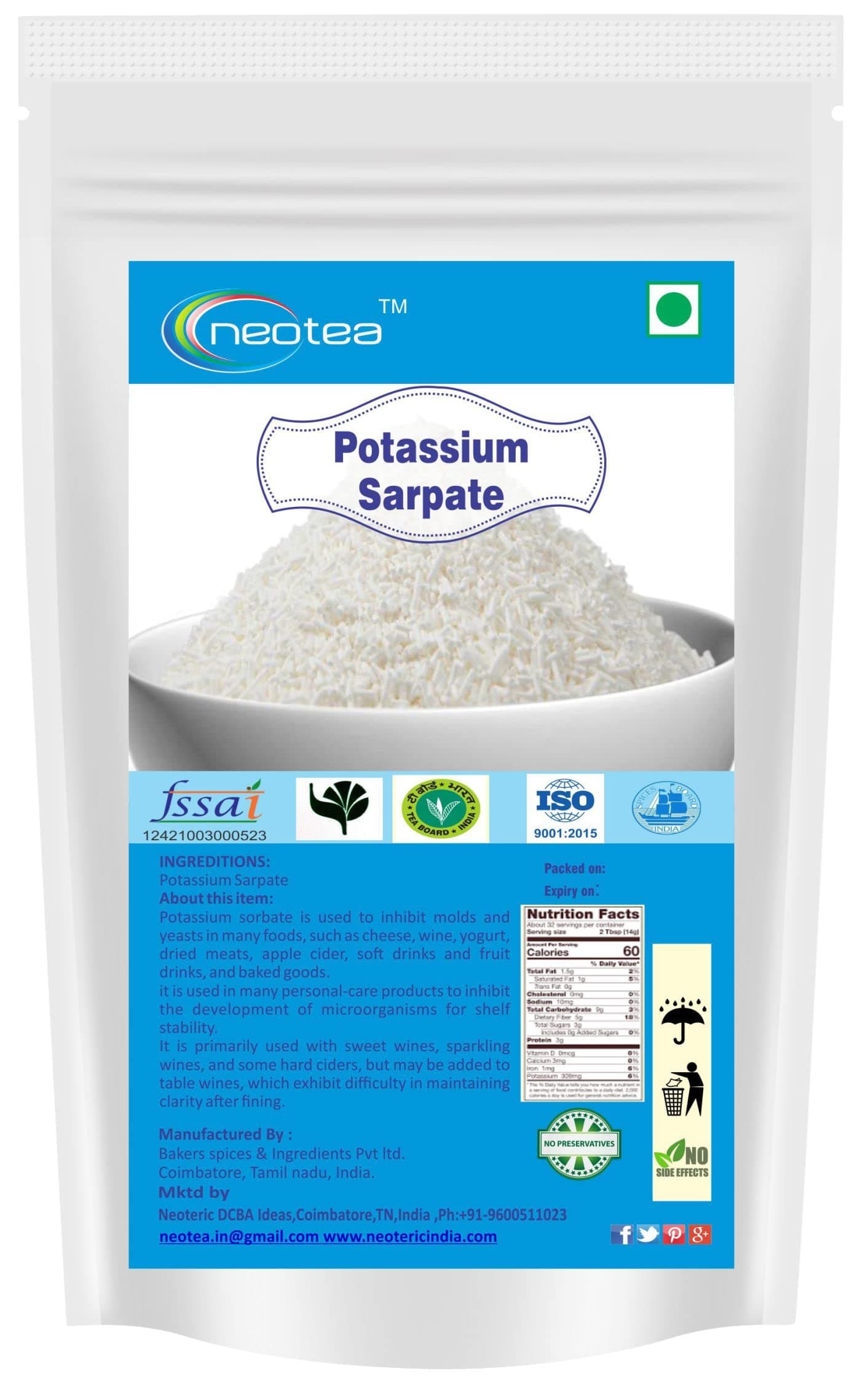 Neotea Potassium Sorbate, 250 G