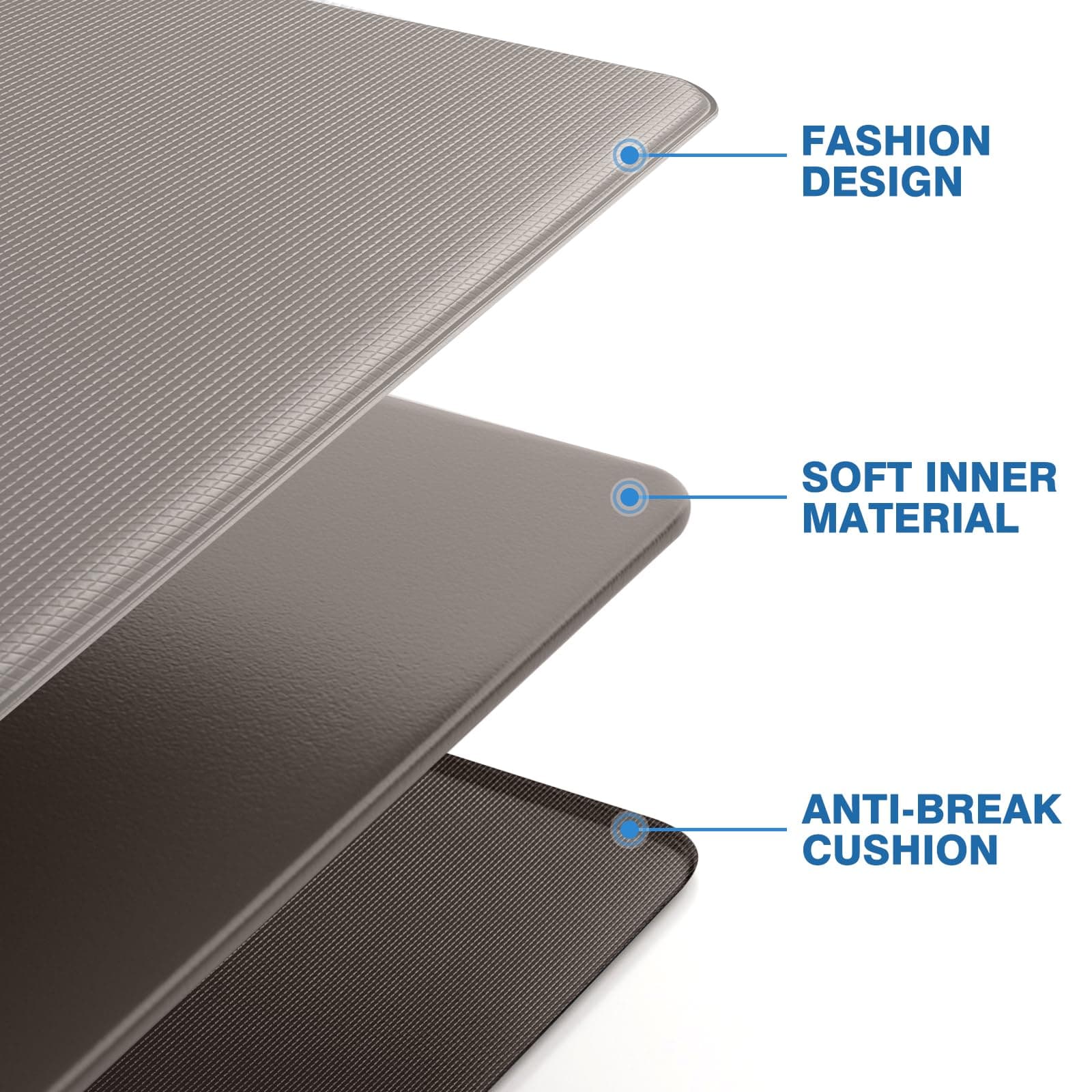 StepRite Kitchen Mats, 2PCS Kitchen Rugs, Cushioned Anti Fatigue Kitchen Mats for Floor, Non-Slip Standing Desk Mat, Waterproof Kitchen Rug Set for Kitchen, Floor, Office, 17.3"x30"+17.3"x59", Khaki