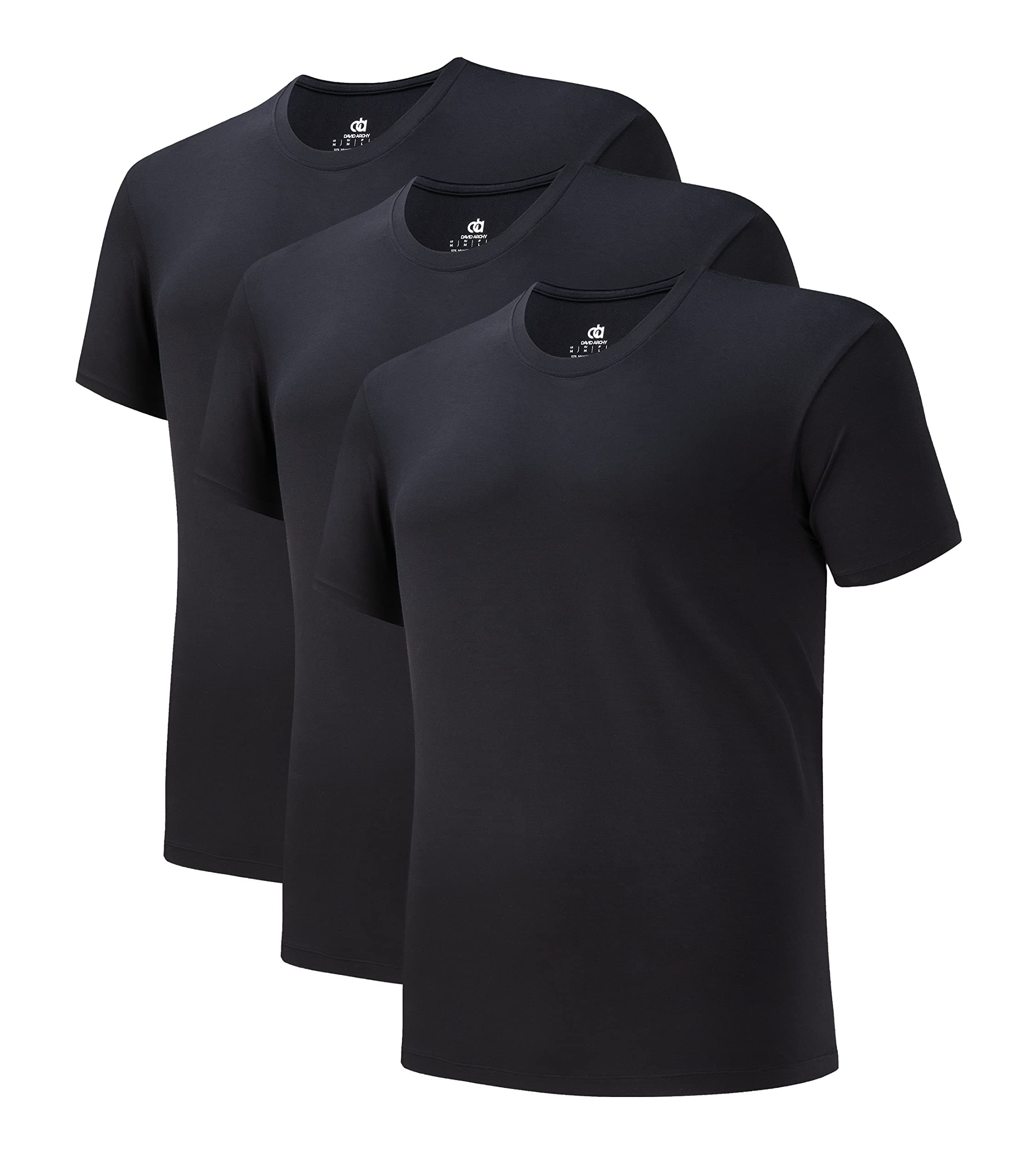 Men's Undershirts Micro Modal Ultra Soft T-Shirts Stretch Moisture-Wicking Crewneck/V-Neck Tees for Men, 3-Pack