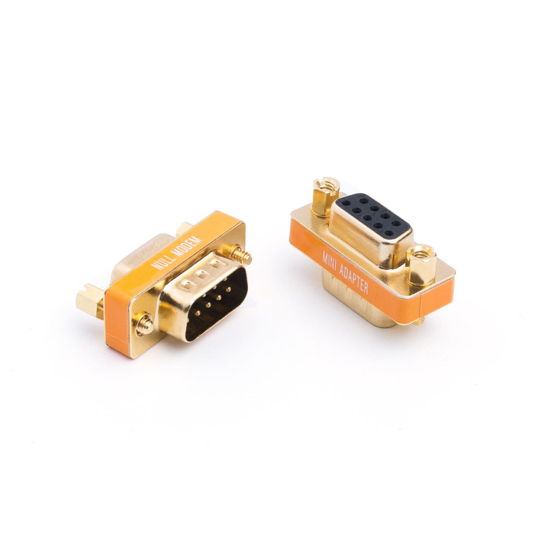DB9 Null Modem Adapter Male to Female Slimline Data Transfer Serial Port Adapter Gold Plated 2 Pack