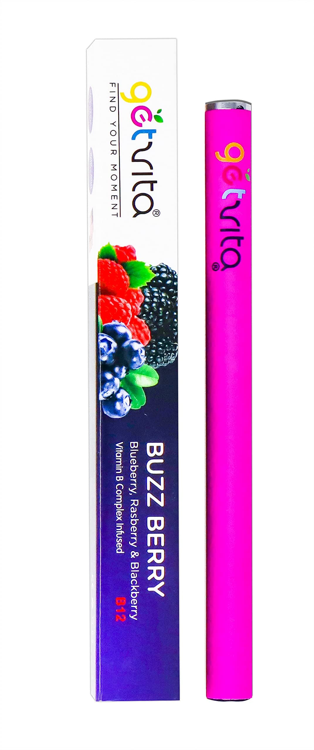 GetVita® (Buzz Berry) - America's Organic B Complex Vitamin Diffuser Inhaler Vaporizer w/Vitamins B1 B6 B12 - Longer Lasting 200+ Inhalations - Mixed Berry Flavors