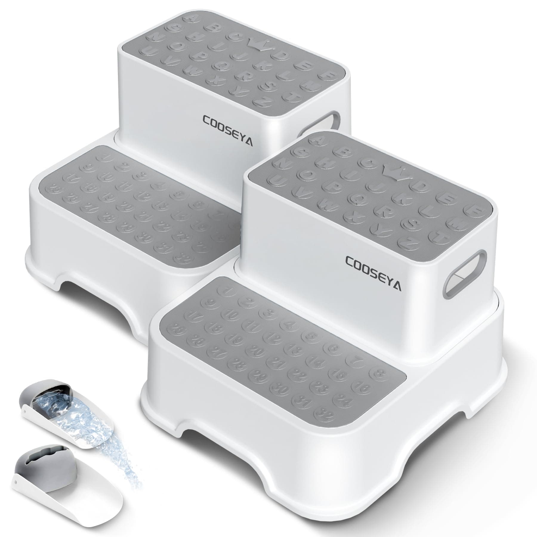 - COOSEYA 2 Step Stools for Kids,Toddler Step Stool for Bathroom Sink,No-Slip Double up Stepping for Toddlers Bathroom, Multifunctional Toilet Potty Stool for Kids,Toilet Potty Training(2 Packs)