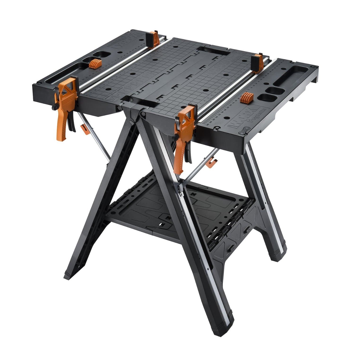 Pegasus WX051 Versatile Multi Function Folding Work Table & Sawhorse with Quick Clamps and Holding Pegs, Portable and Lightweight Workbench, Perfect for Workshop and DIY Tasks