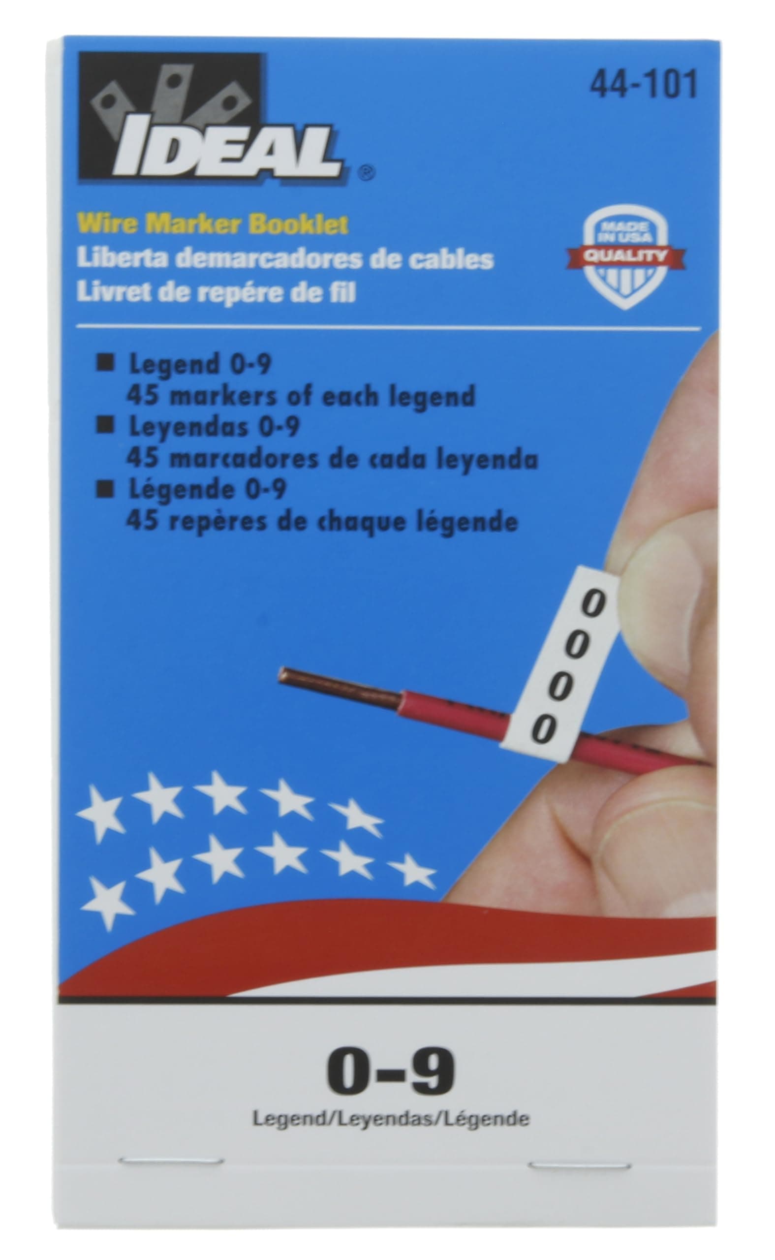IDEAL Electrical 44-101 Wire Marker Booklet Legend: 0-9 (45 Each)