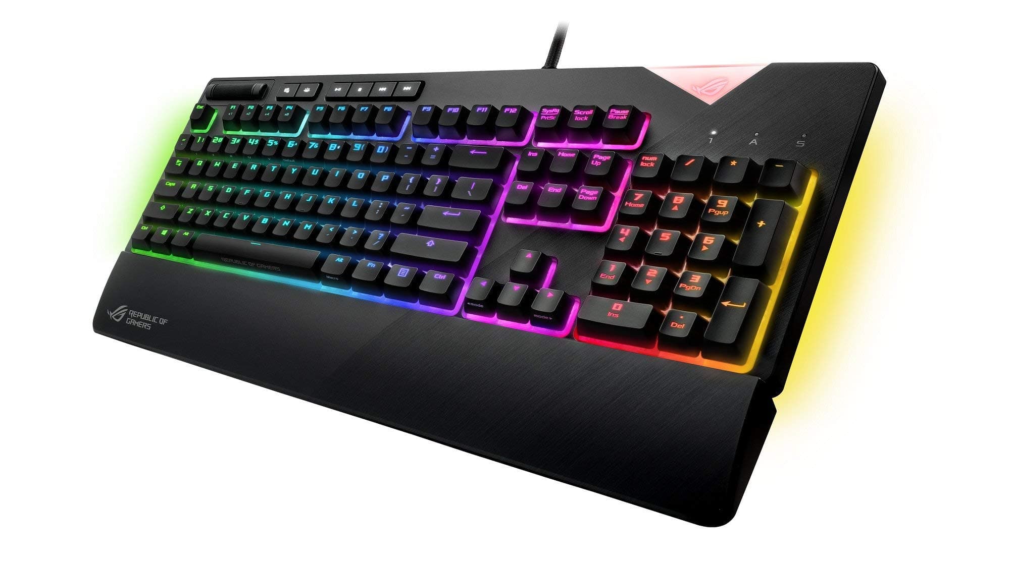 ASUS ROG Strix Flare (Cherry MX Red) Aura Sync RGB Mechanical Gaming Keyboard with Switches, Customizable Badge, USB Pass Through and Media Controls (Renewed)