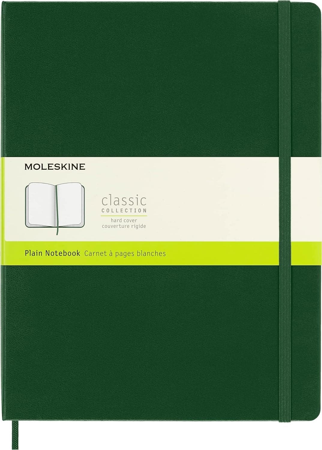 Moleskine Notebook, Extra Large, Plain, Myrtle Green, Hard Cover (7.5 x 9.75)