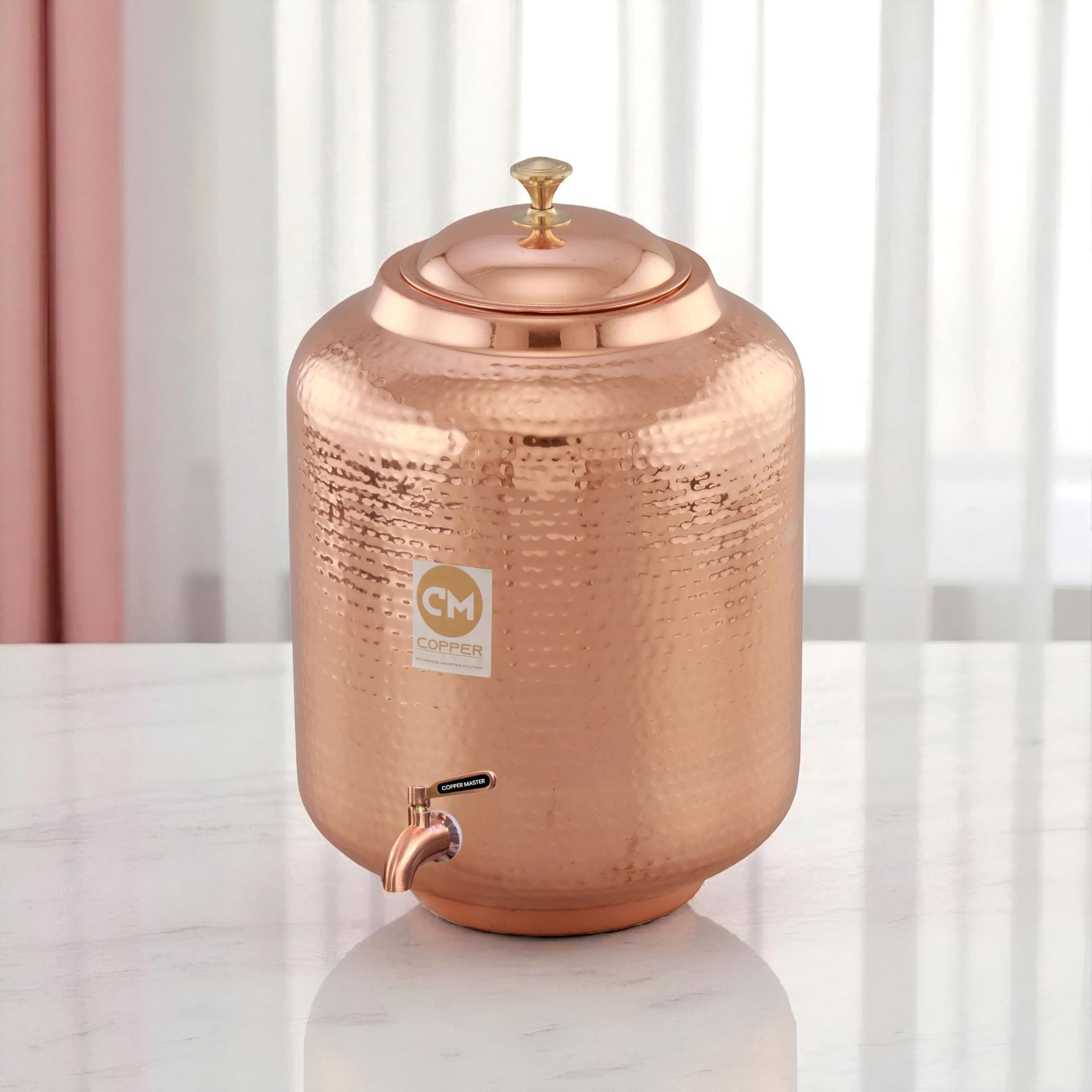 Copper-Master Copper Masterâ„¢ 11 Litre Hammered Copper Water Dispenser (Matka) Container Pot with 100% Pure Copper and Ayurvedic Health Benefits (11000 ml)