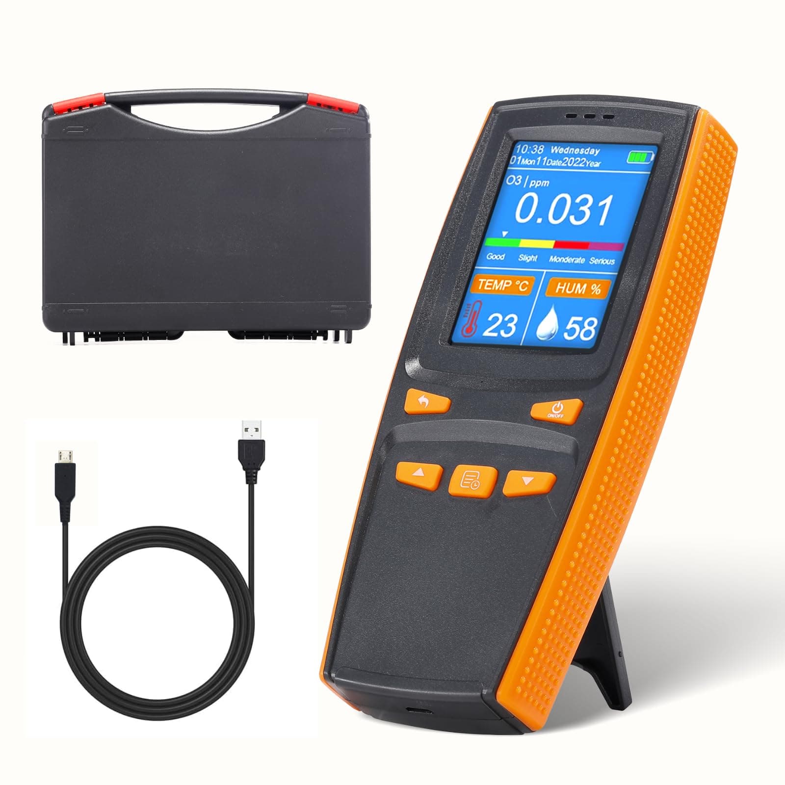 Portable Ozone Analyzer Multifunctional O3 Ozone Meter Air Detector Intelligent Sensor Ozone Meter Air Quality Pollution Monitor