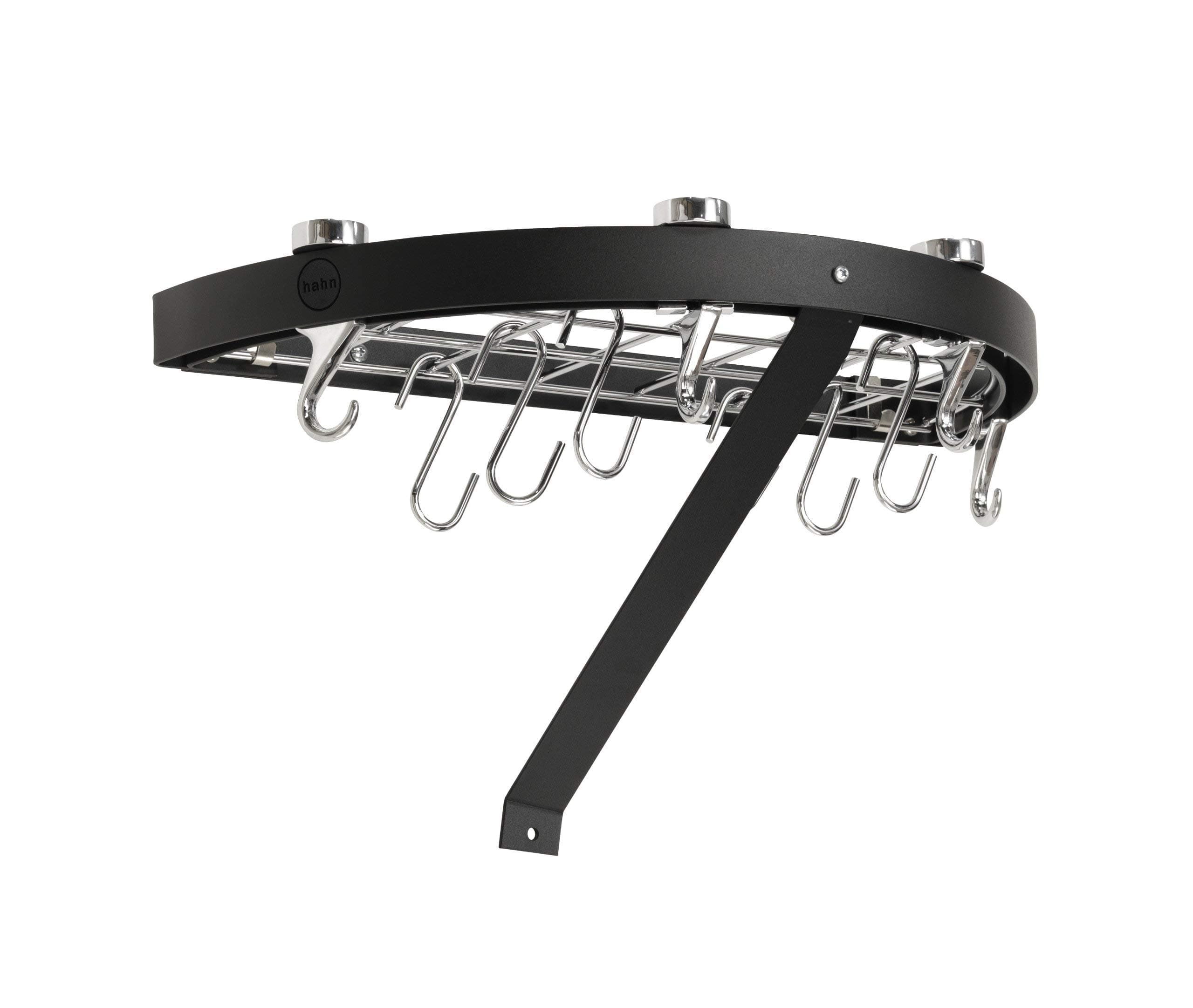 Hahn Black Steel Half Round Wall Rack, Black
